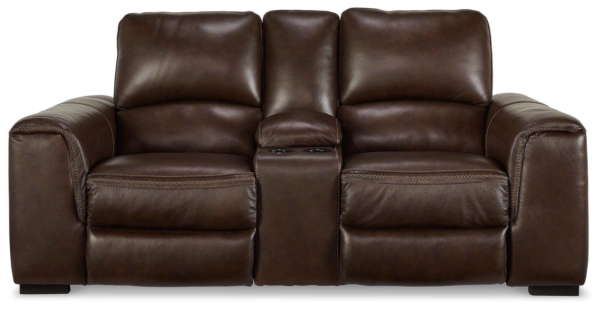 Alessandro Power Reclining Loveseat with Console, Walnut, large