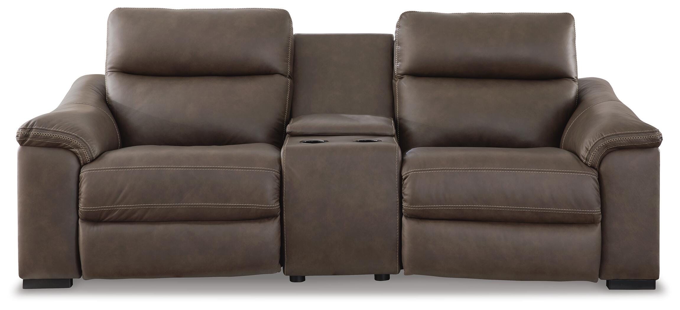 Salvatore 3-Piece Dual Power Leather Reclining Modular Loveseat with Console