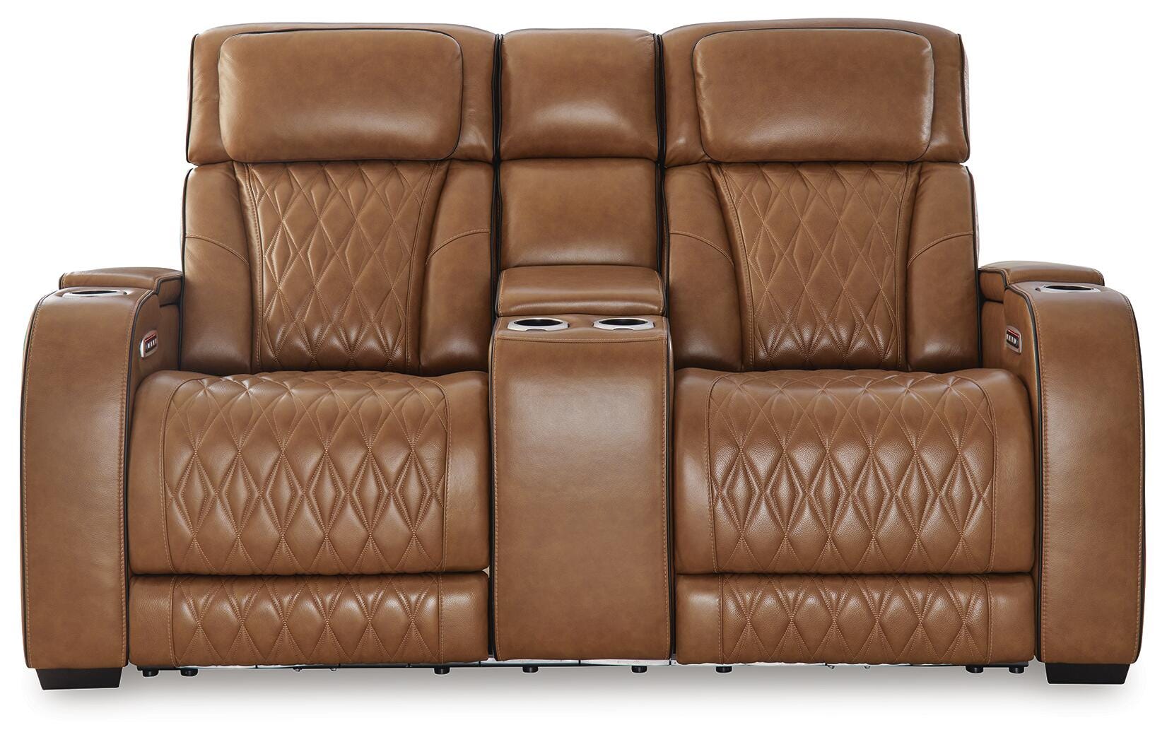 Boyington Dual Power Leather Reclining Loveseat with Console