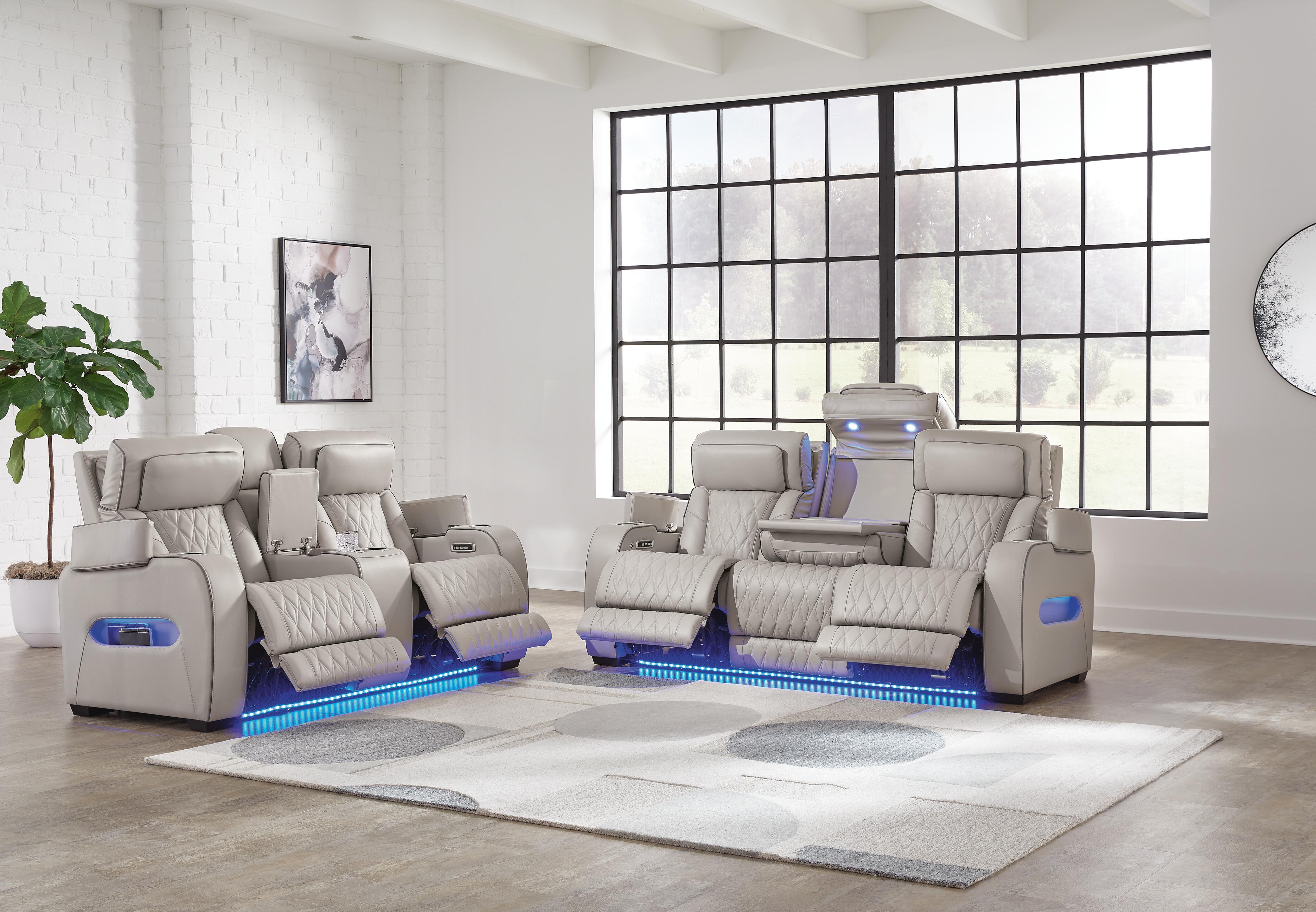 Boyington Triple Power Leather Reclining Sofa and Loveseat Set