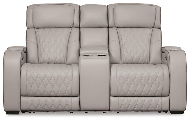 Boyington Dual Power Leather Reclining Loveseat with Console