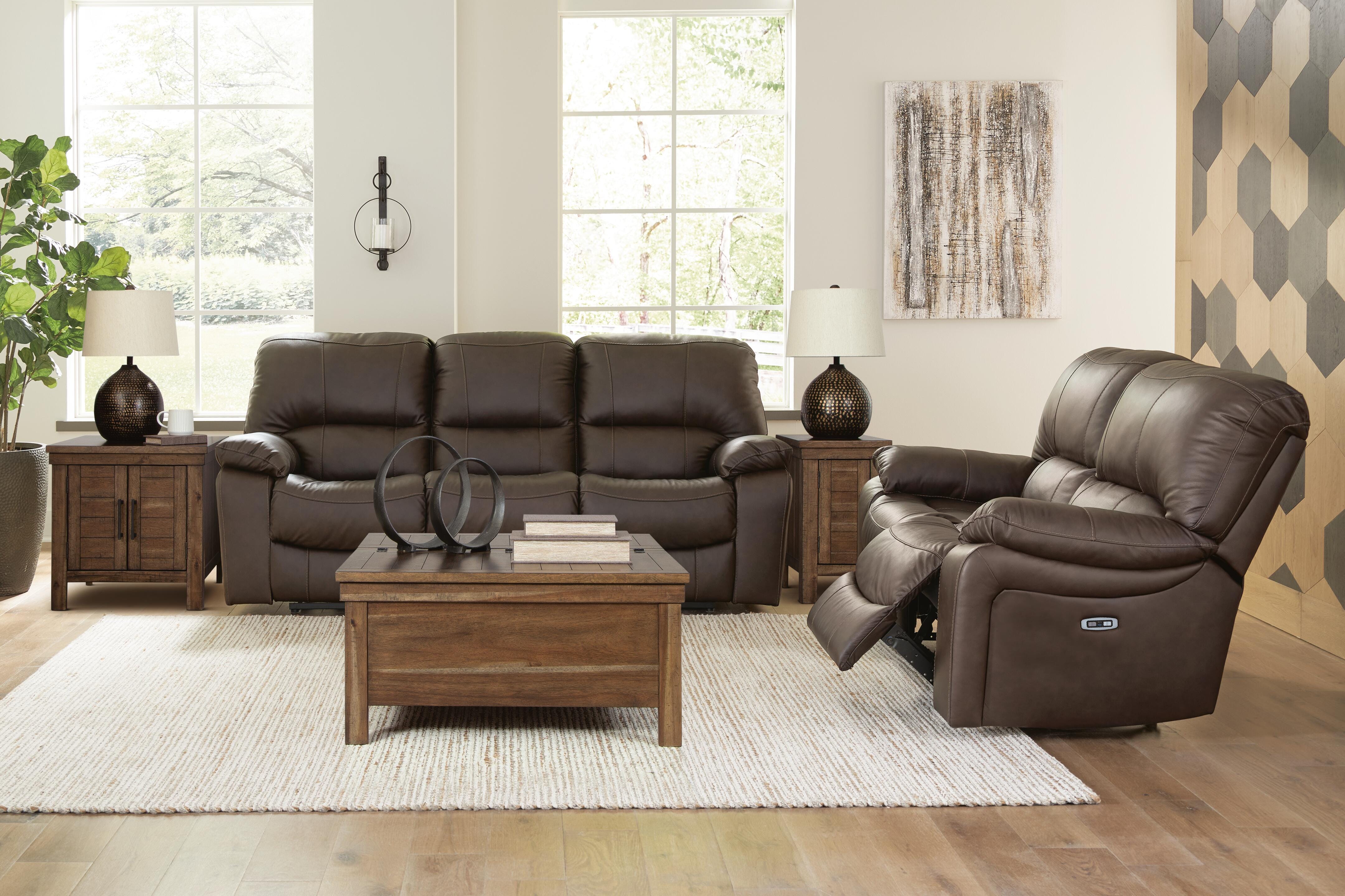 Leesworth Sofa and Loveseat, Dark Brown, large