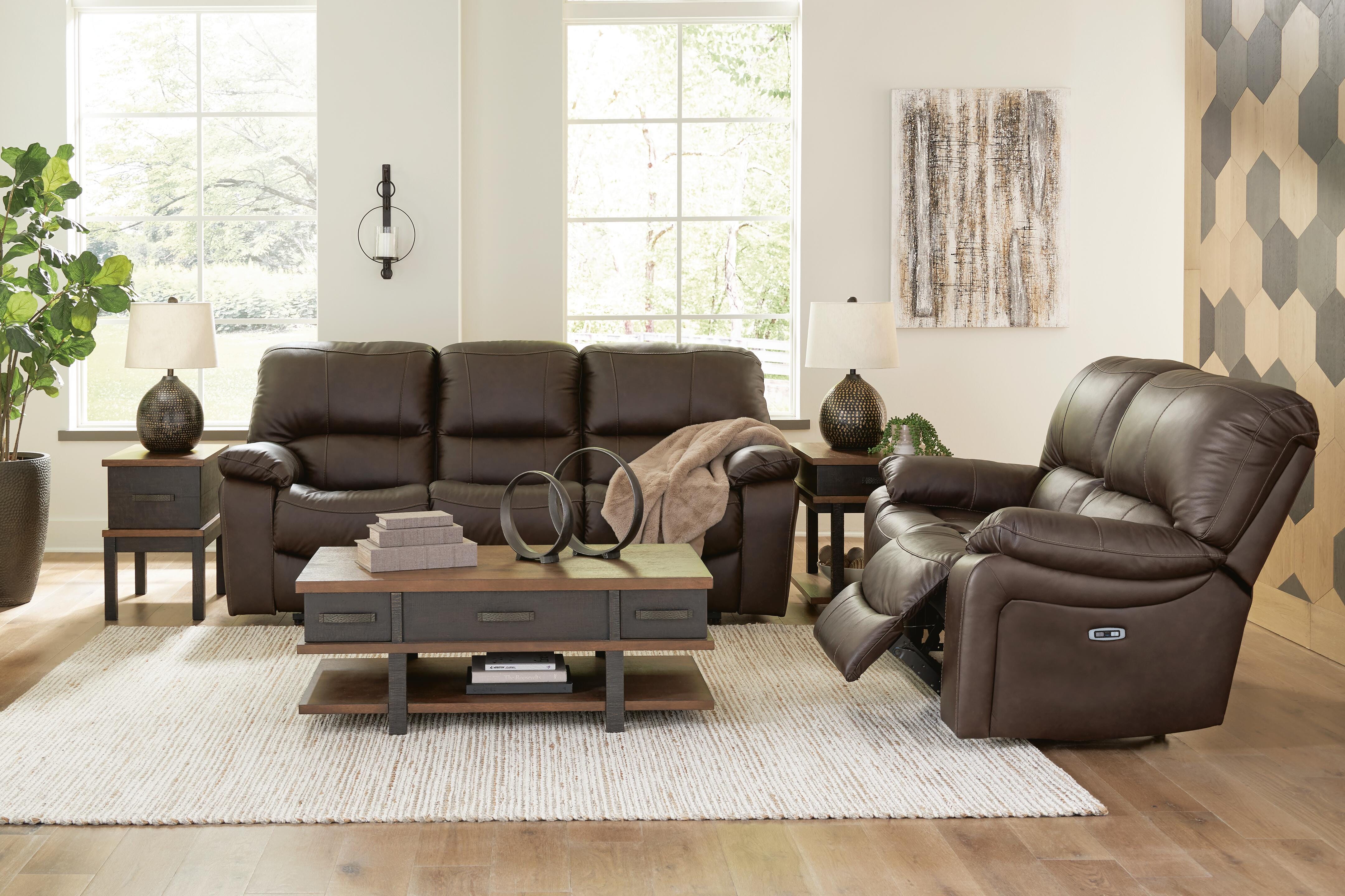 Leesworth Sofa and Loveseat, Dark Brown, large