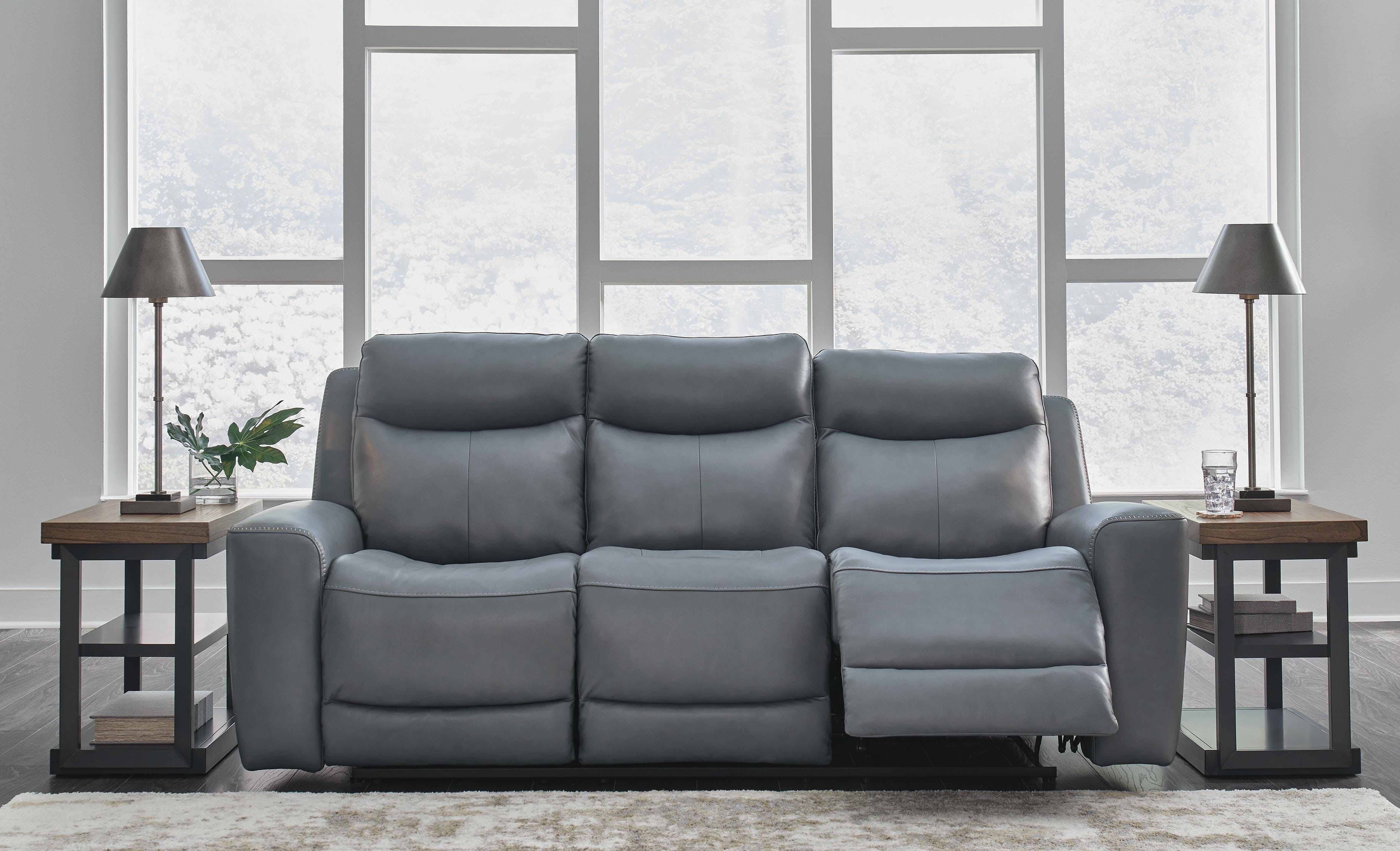 Mindanao Dual Power Leather Reclining Sofa | Ashley