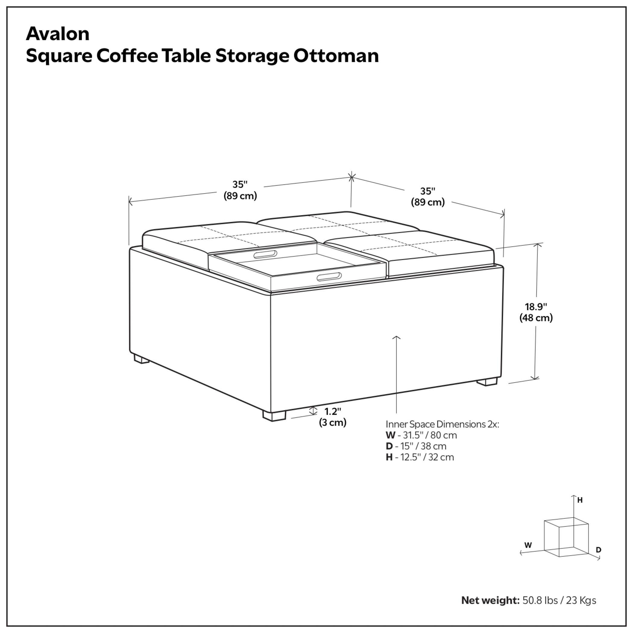 Ottoman Coffee Table Ottoman, Tanners Brown, large