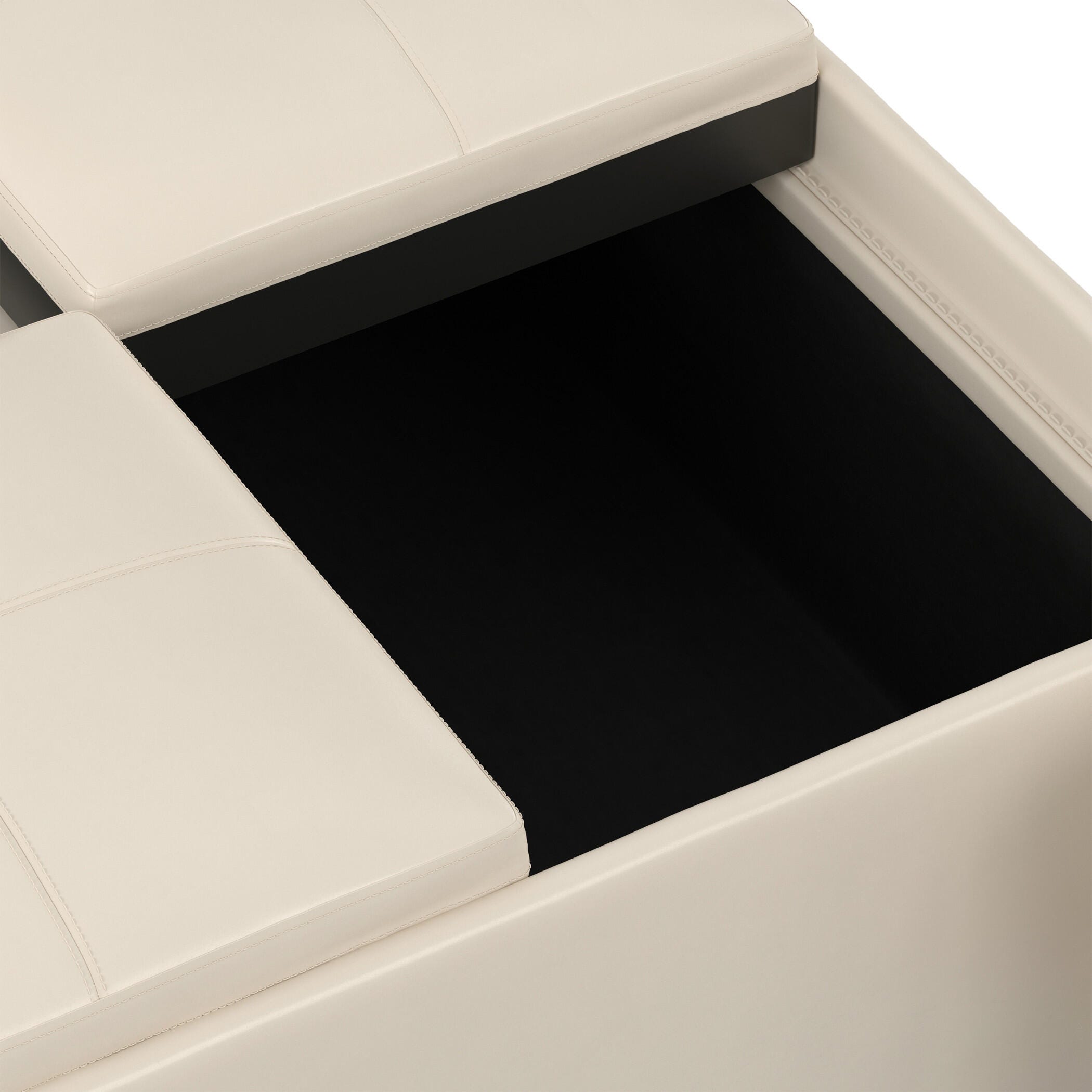 Ottoman Coffee Table Ottoman, Satin Cream, large