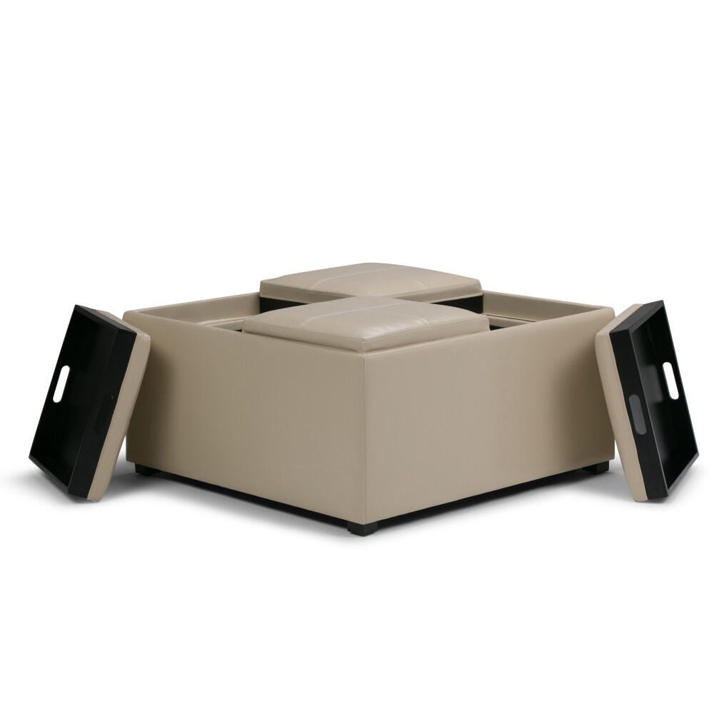 Ottoman Coffee Table Ottoman, Satin Cream, large