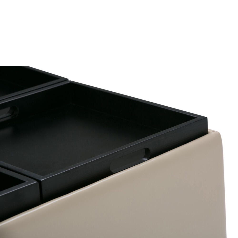 Ottoman Coffee Table Ottoman, Satin Cream, large