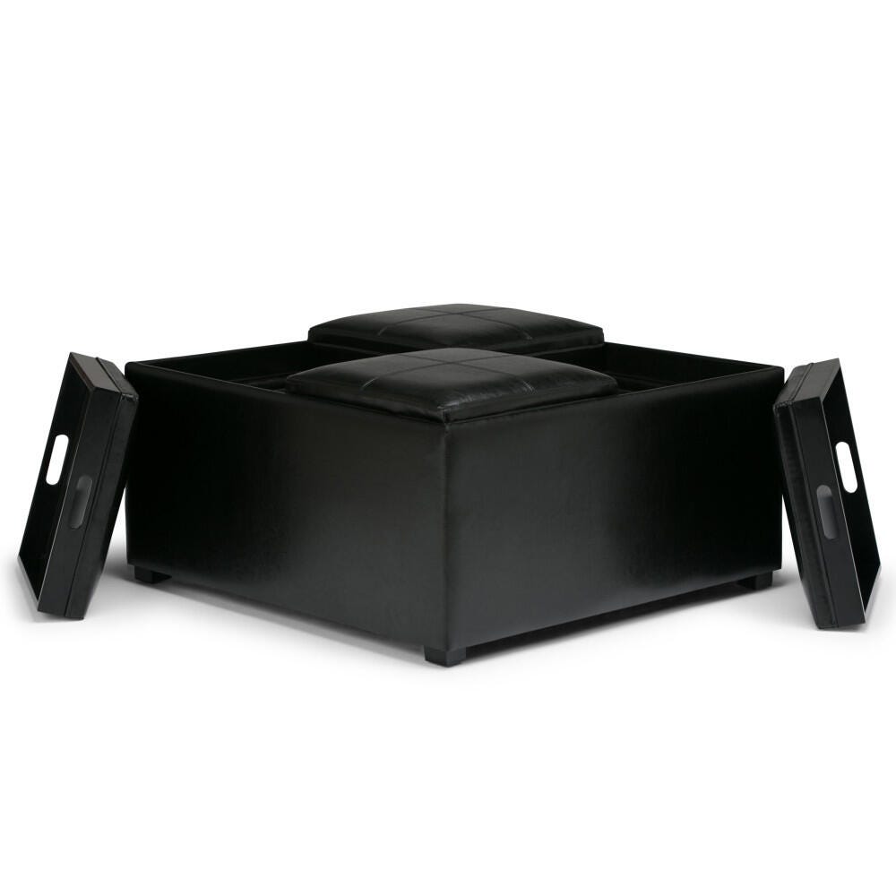 Ottoman Coffee Table Ottoman, Midnight Black, large