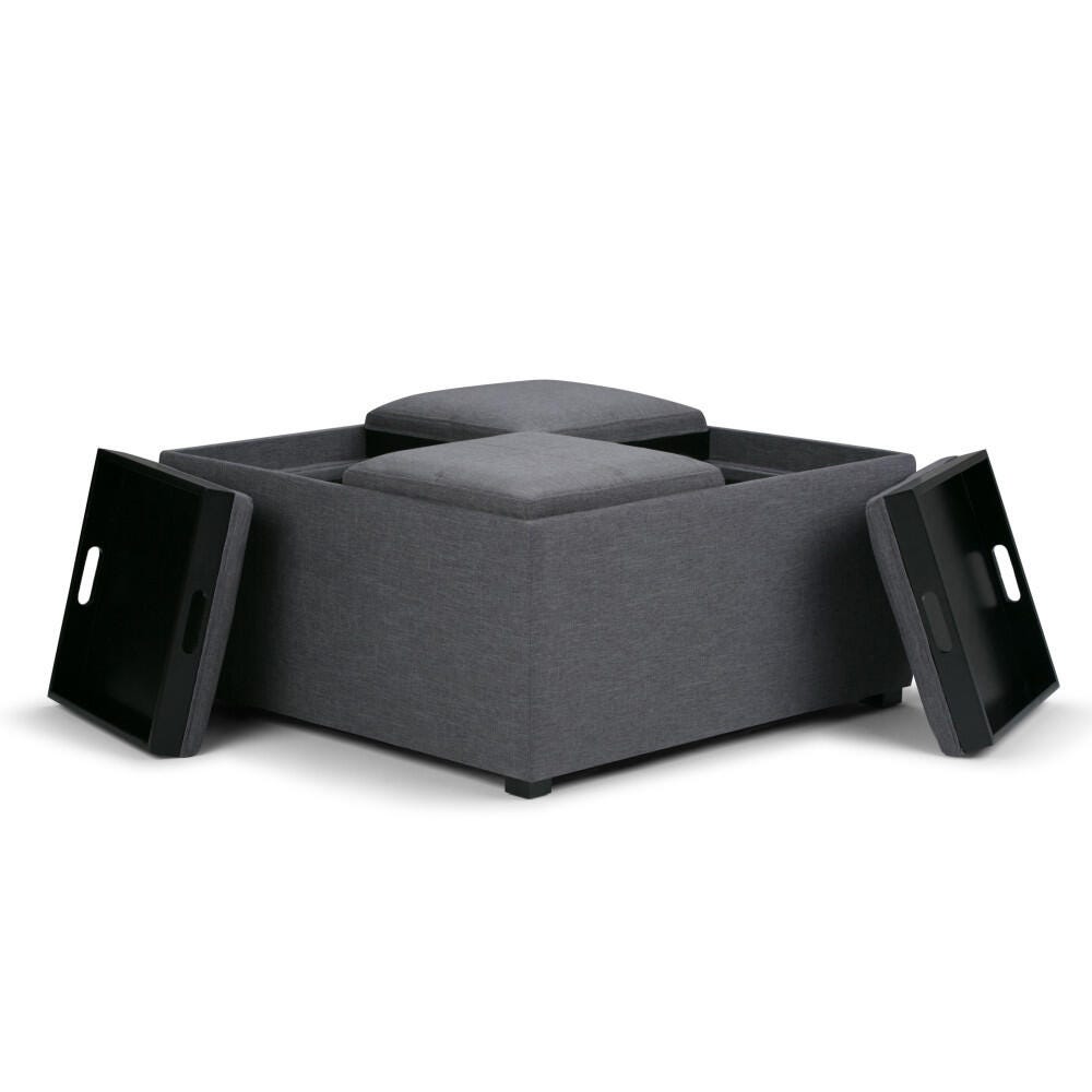 Ottoman Coffee Table Ottoman, Slate Gray, large
