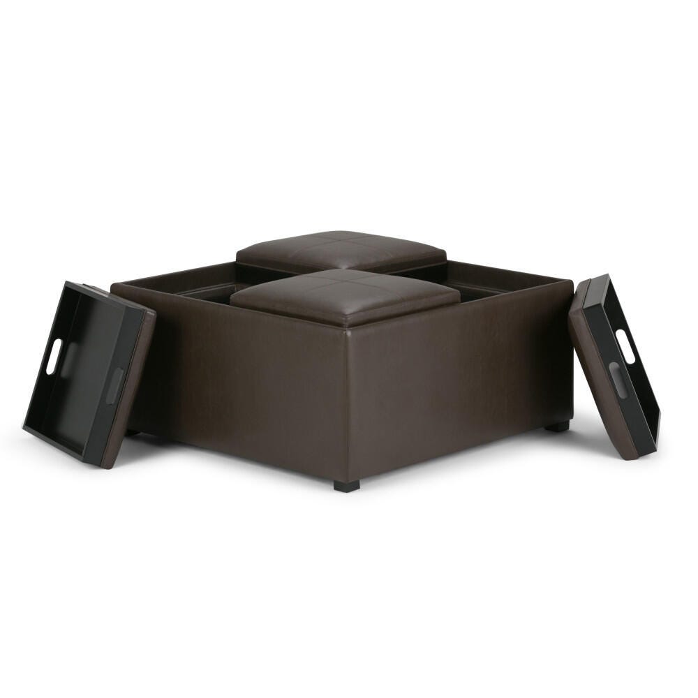 Ottoman Coffee Table Ottoman, Chocolate, large
