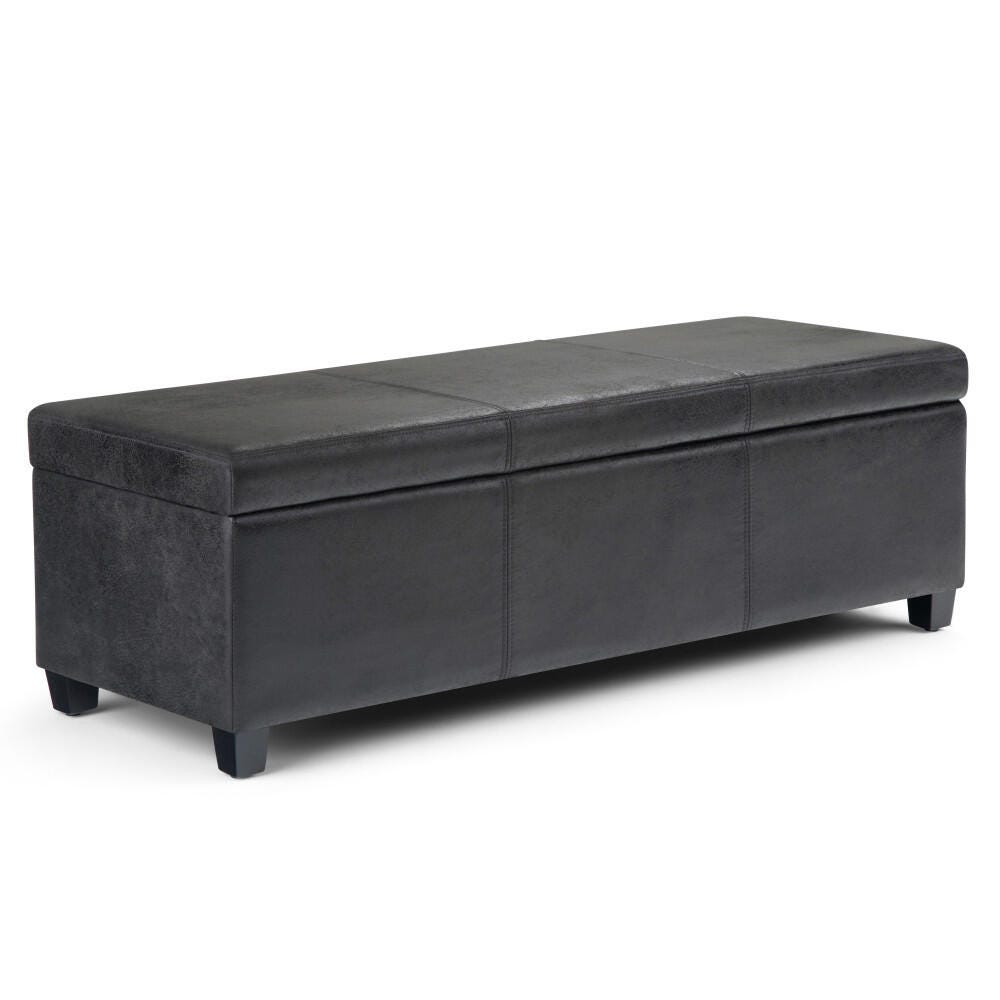 Ottoman Storage Ottoman, Distressed Black, large