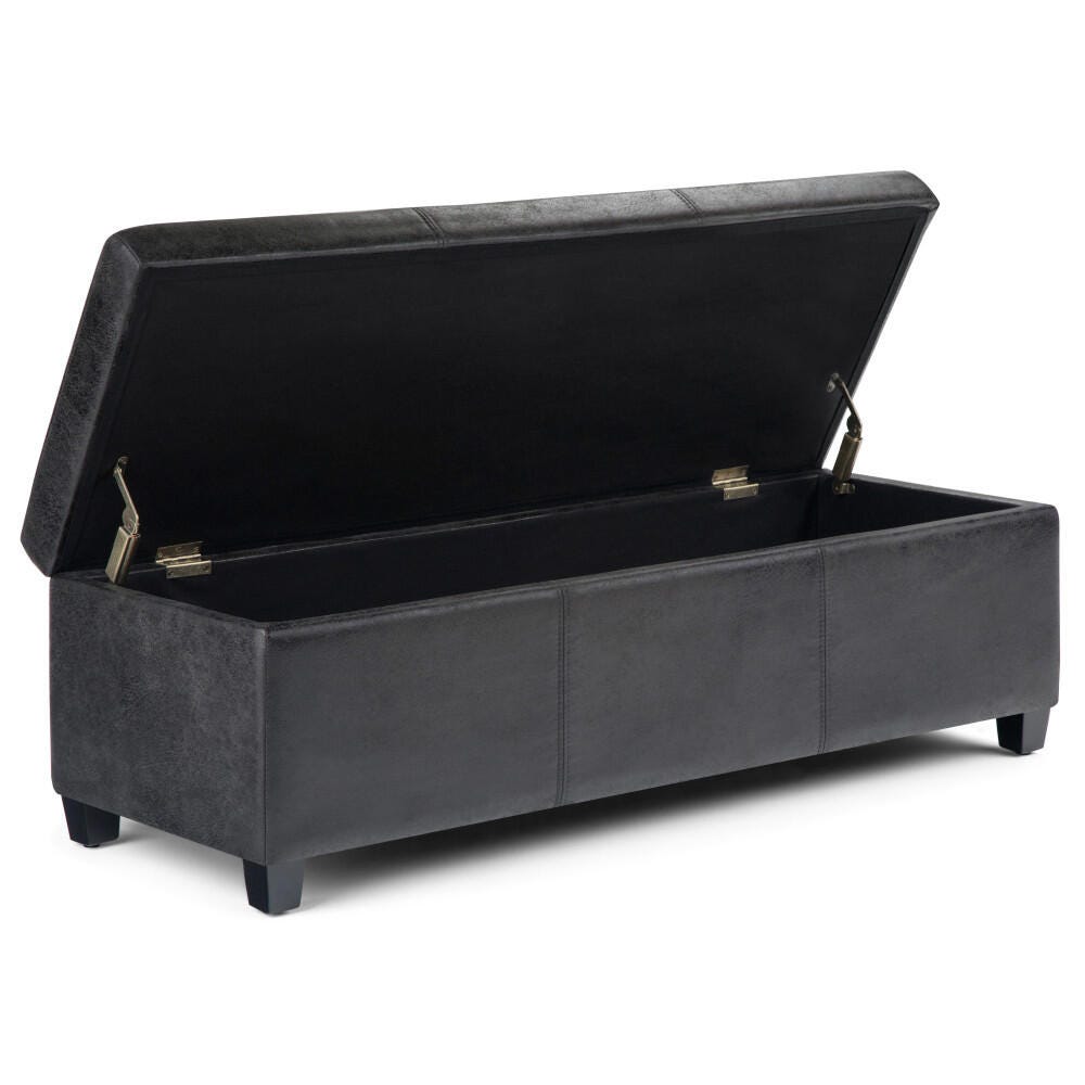 Ottoman Storage Ottoman, Distressed Black, large