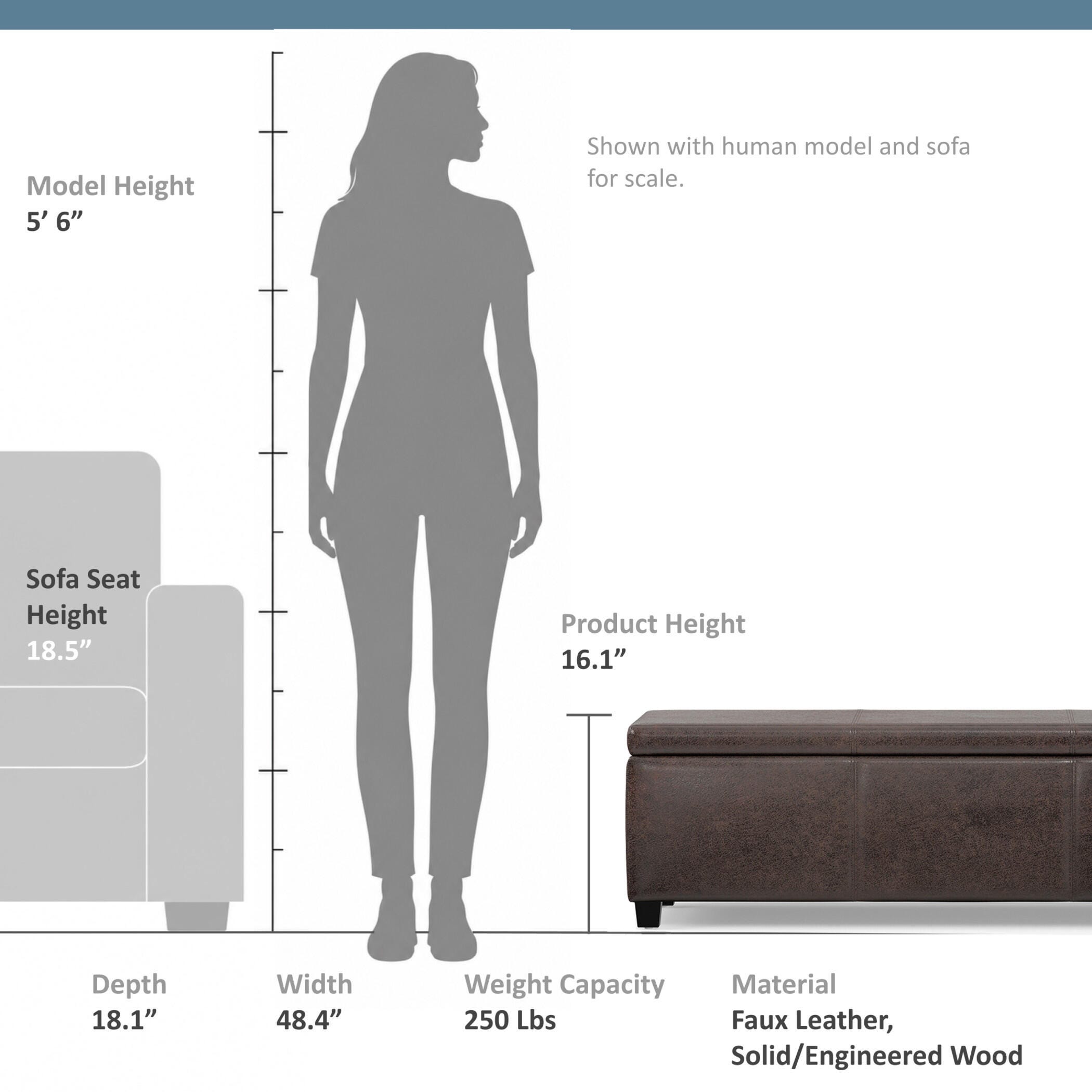 Ottoman Storage Ottoman, Distressed Brown, large