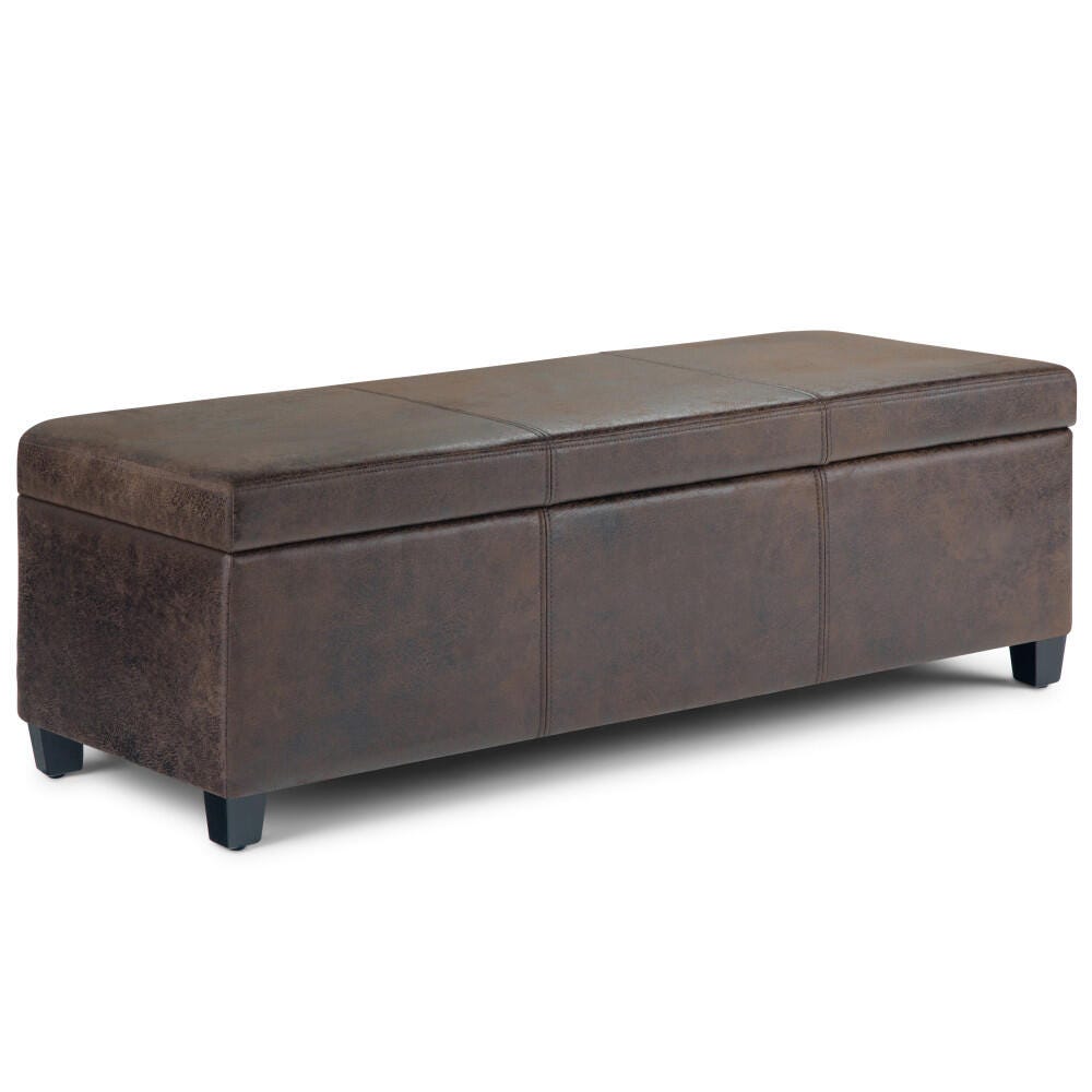 Ottoman Storage Ottoman, Distressed Brown, large