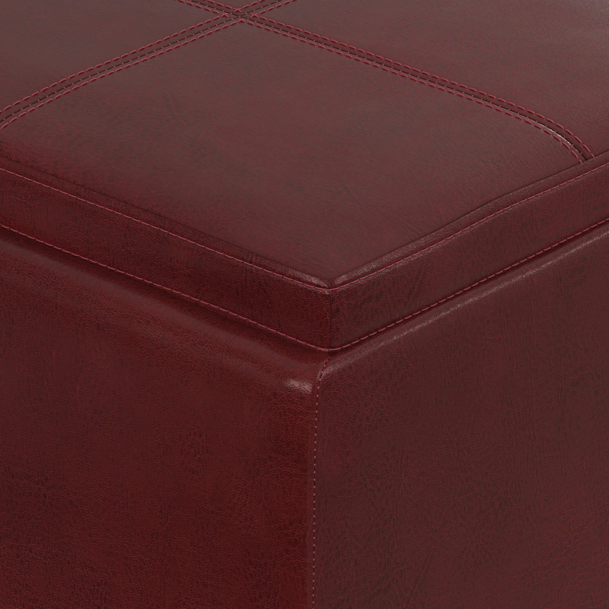 Ottoman Storage Ottoman with Trays, Crimson, large