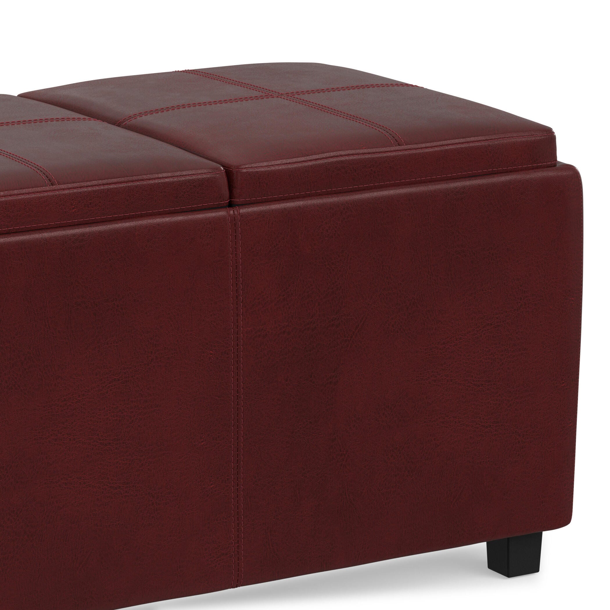 Ottoman Storage Ottoman with Trays, Crimson, large