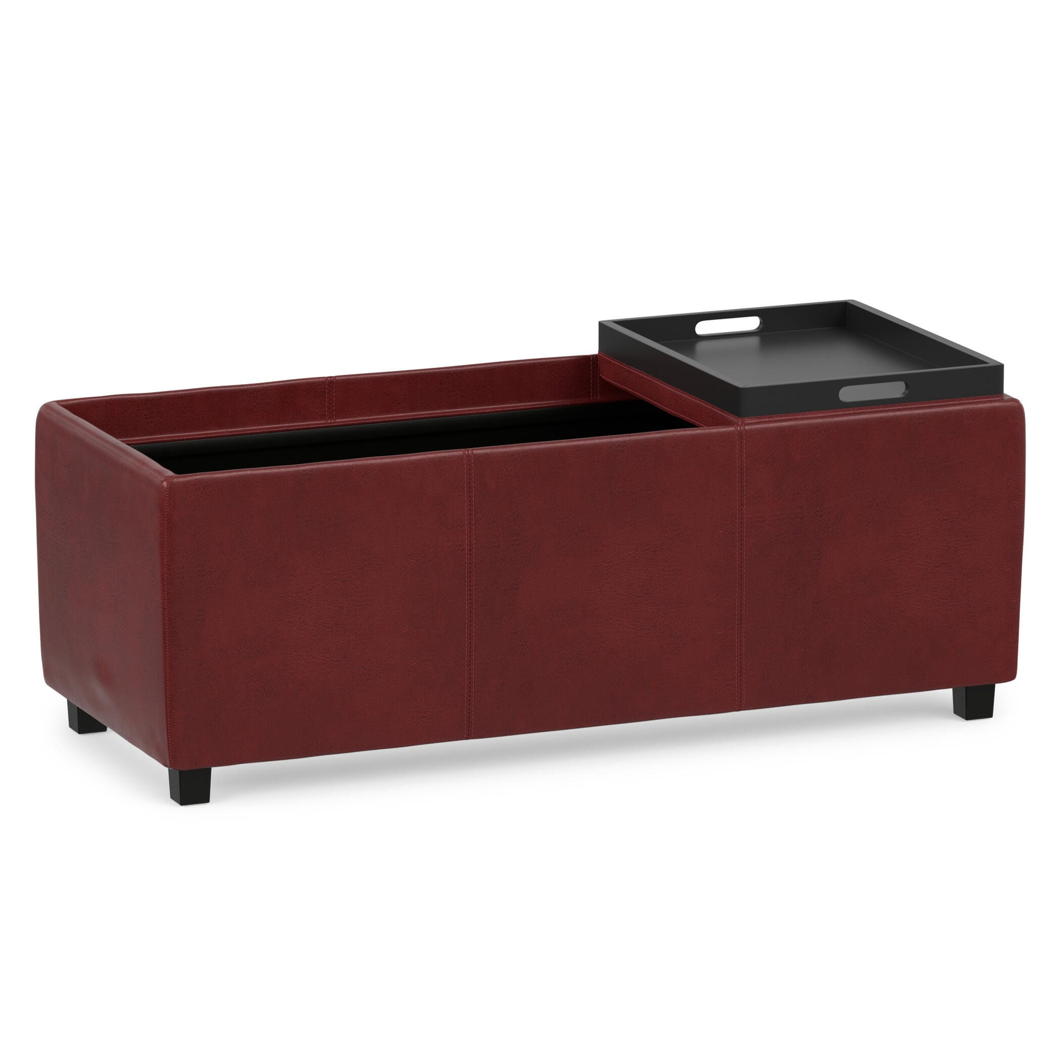 Ottoman Storage Ottoman with Trays, Crimson, large