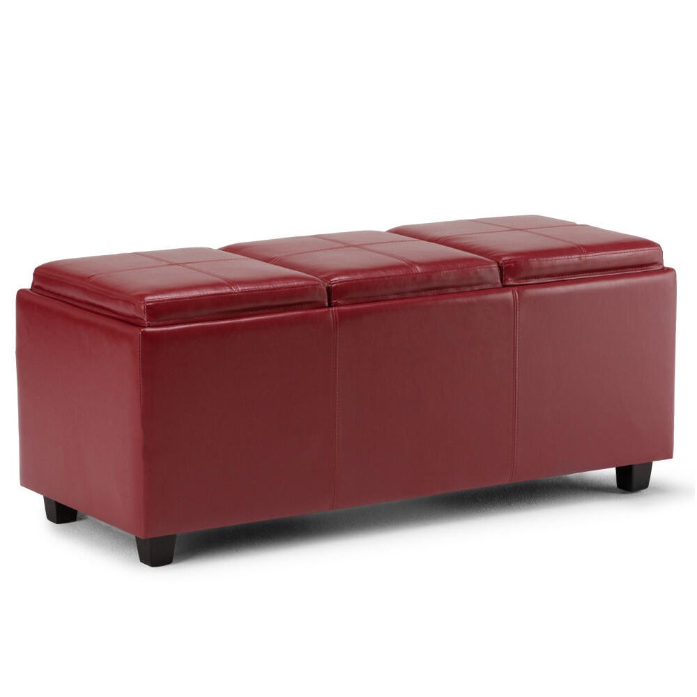 Ottoman Storage Ottoman with Trays, Crimson, large