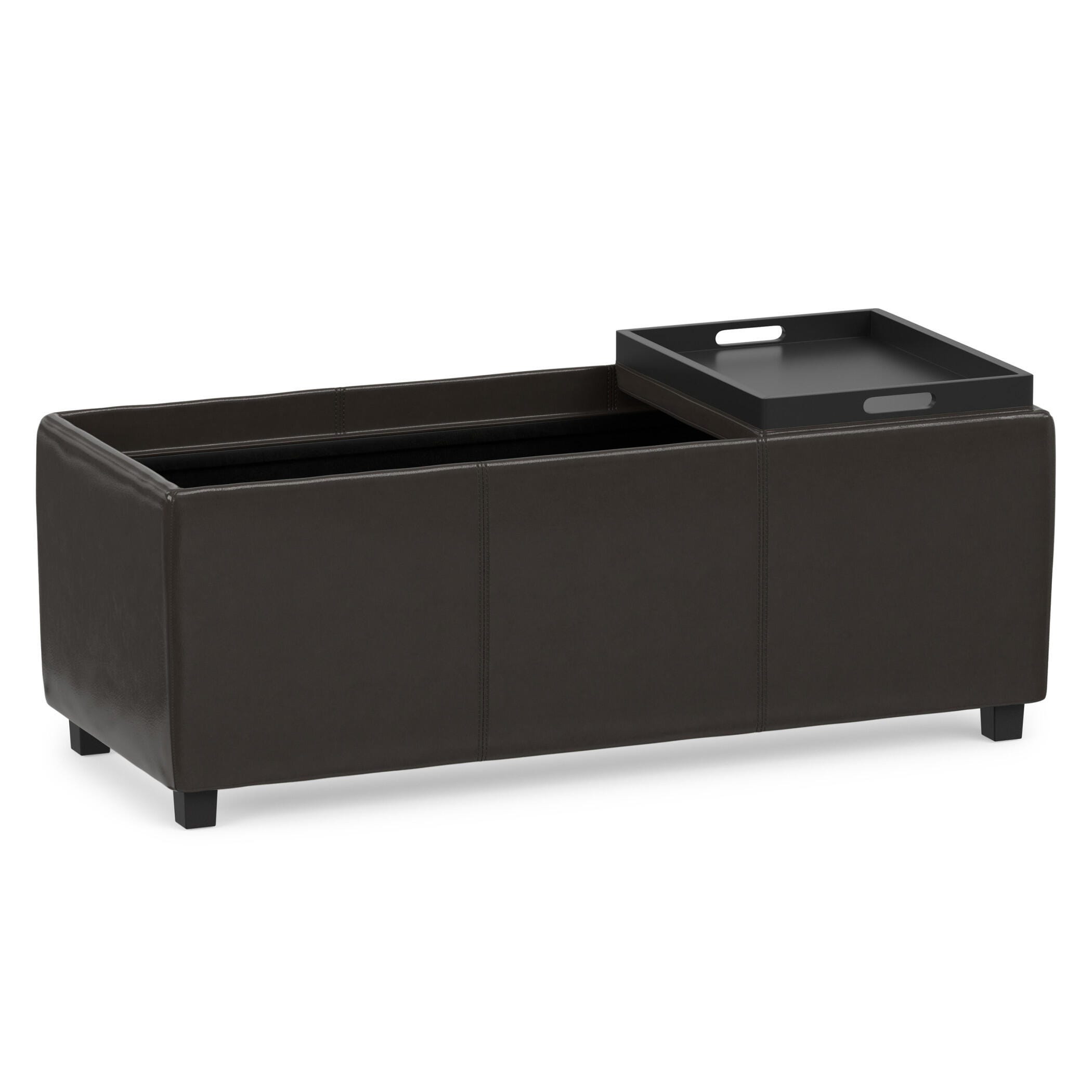 Ottoman Storage Ottoman with Trays, Tanners Brown, large