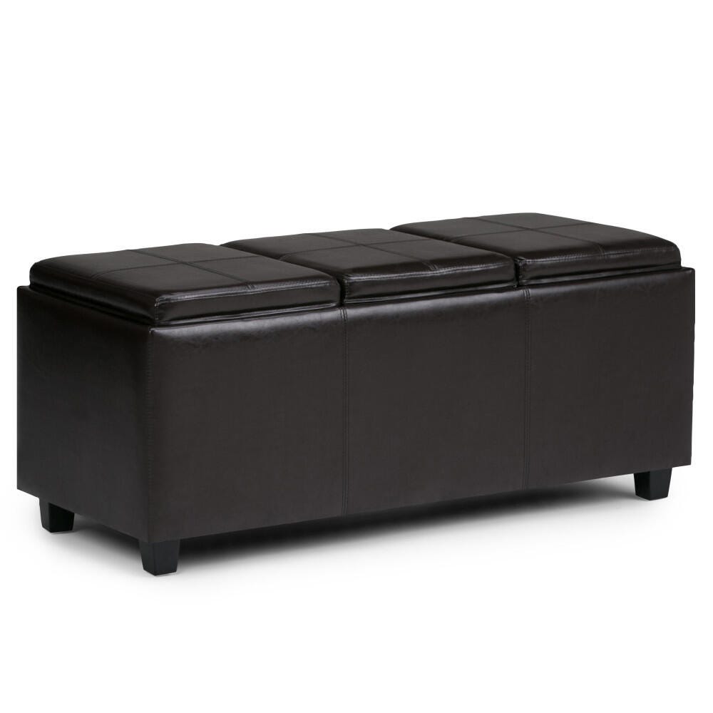 Ottoman Storage Ottoman with Trays, Tanners Brown, large