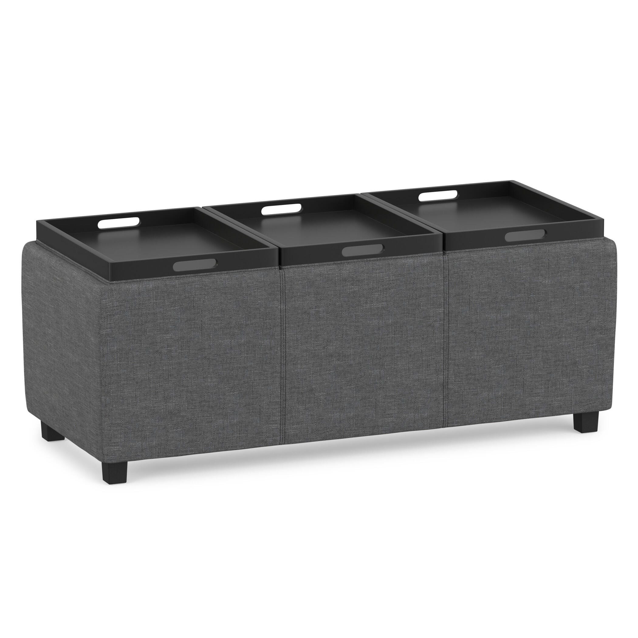 Ottoman Storage Ottoman with Trays, Slate Gray, large
