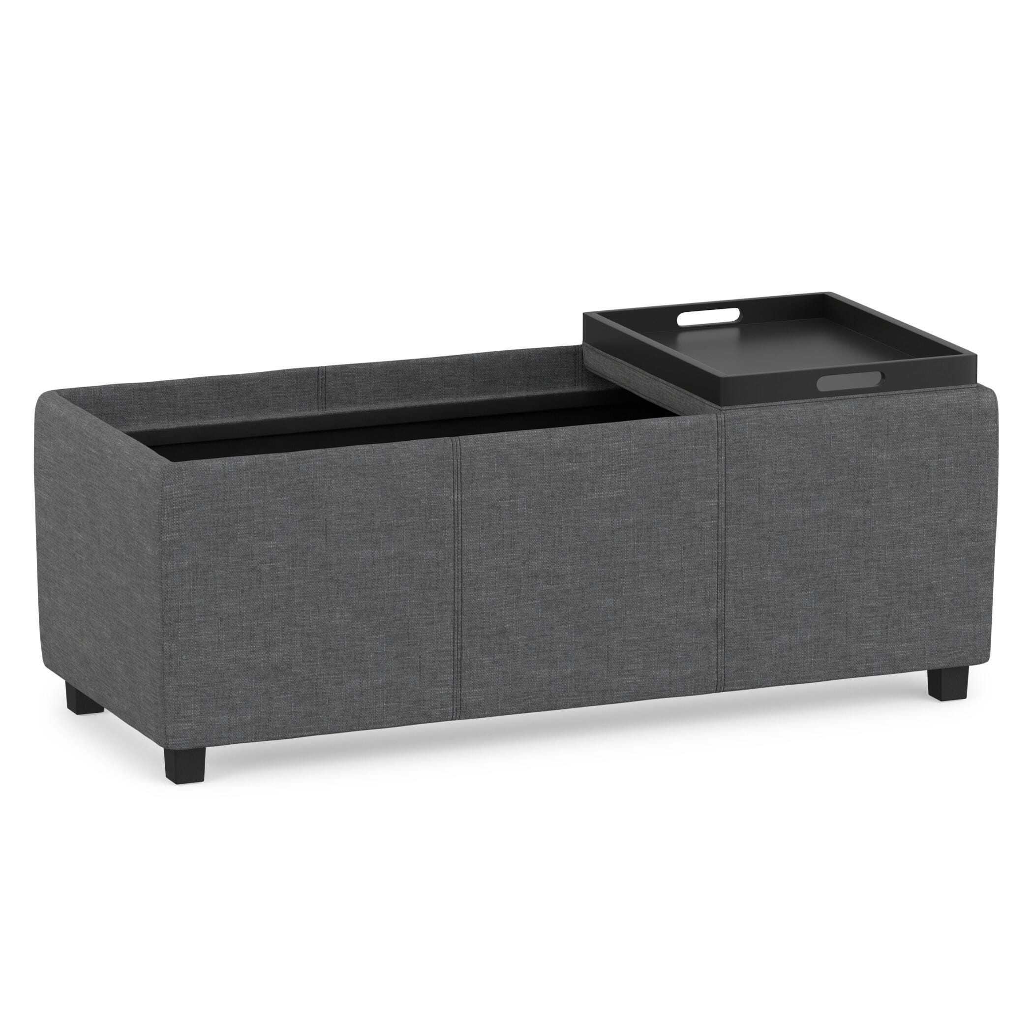 Ottoman Storage Ottoman with Trays, Slate Gray, large