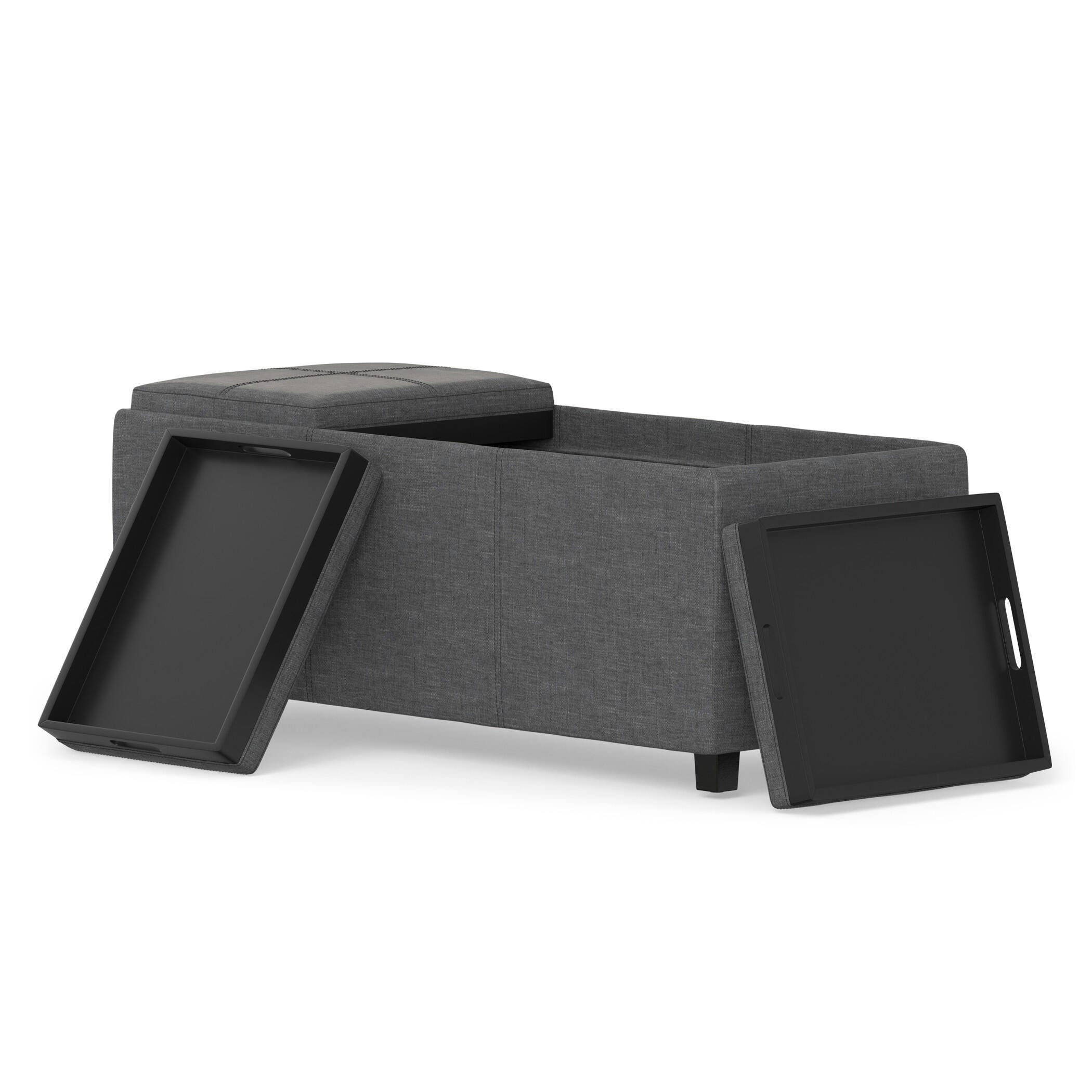 Ottoman Storage Ottoman with Trays, Slate Gray, large