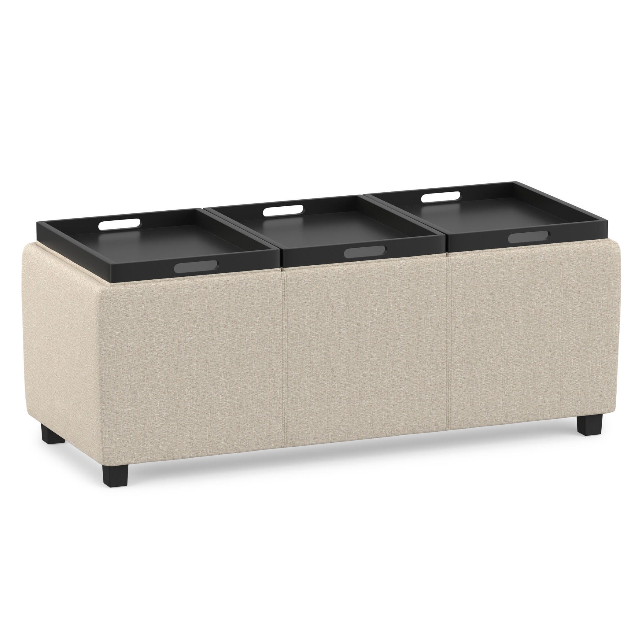 Ottoman Storage Ottoman with Trays, Natural, large