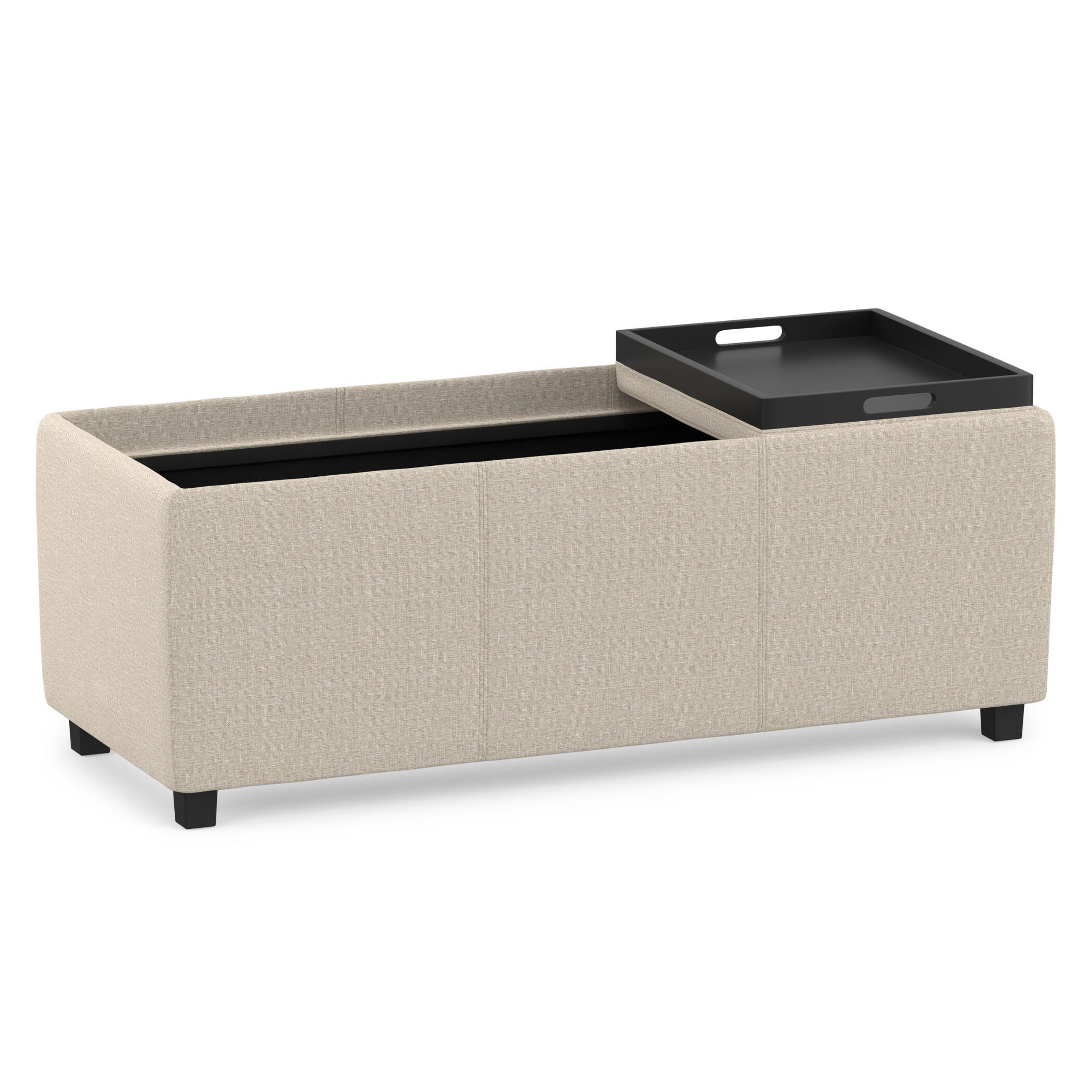 Ottoman Storage Ottoman with Trays, Natural, large