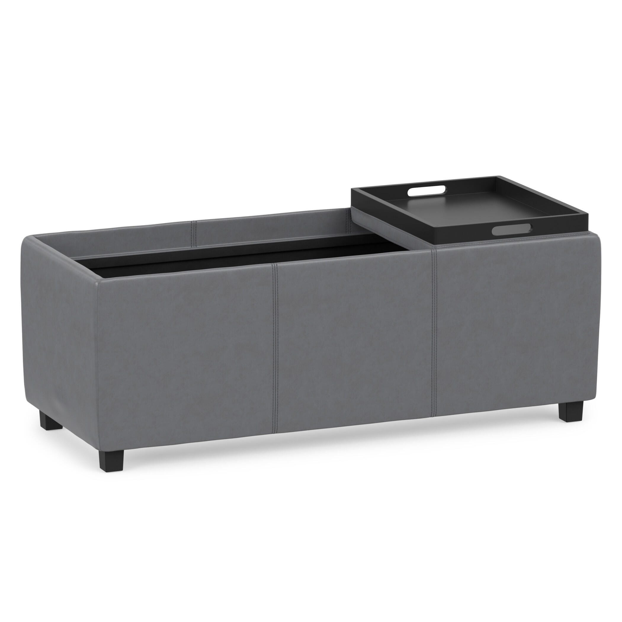 Ottoman Storage Ottoman with Trays, Stone Gray, large