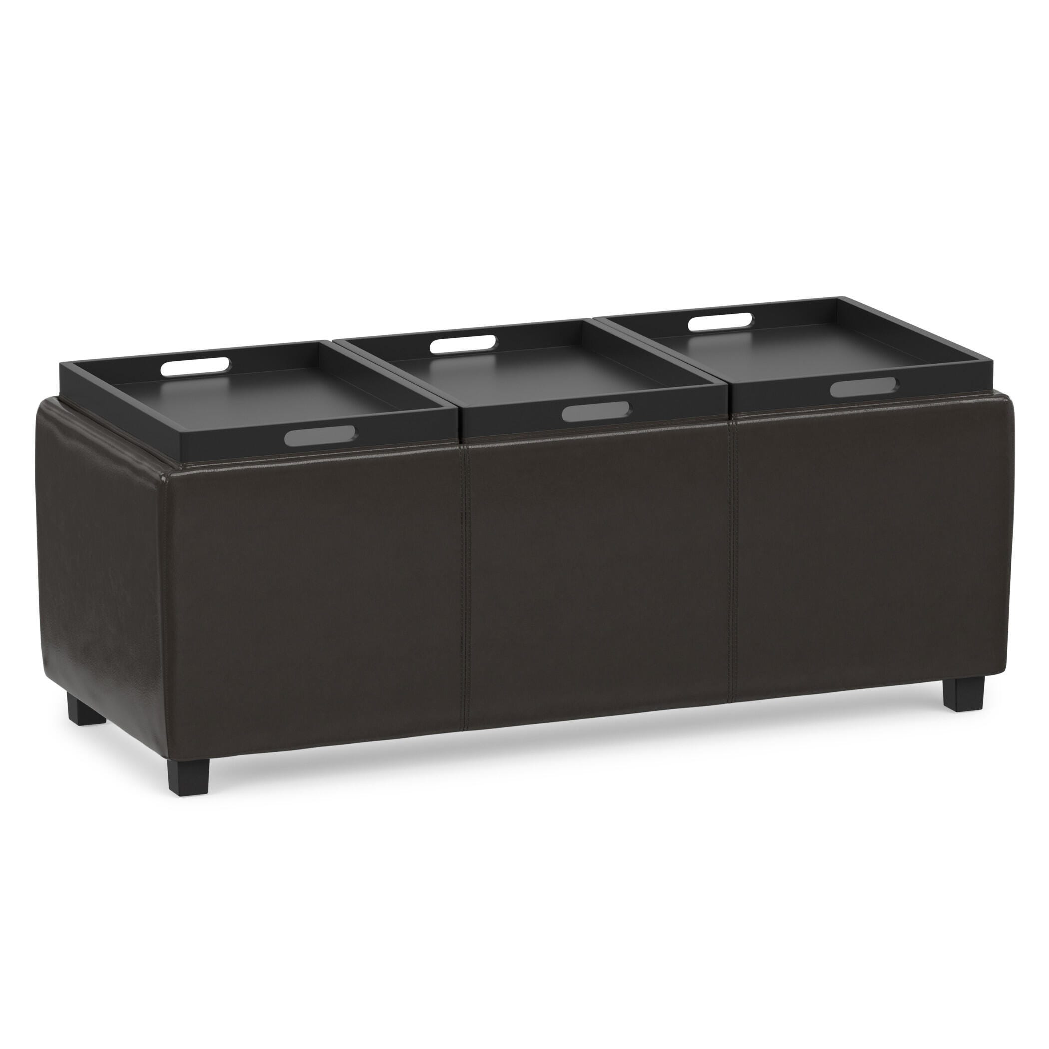Ottoman Storage Ottoman with Trays, Chocolate, large