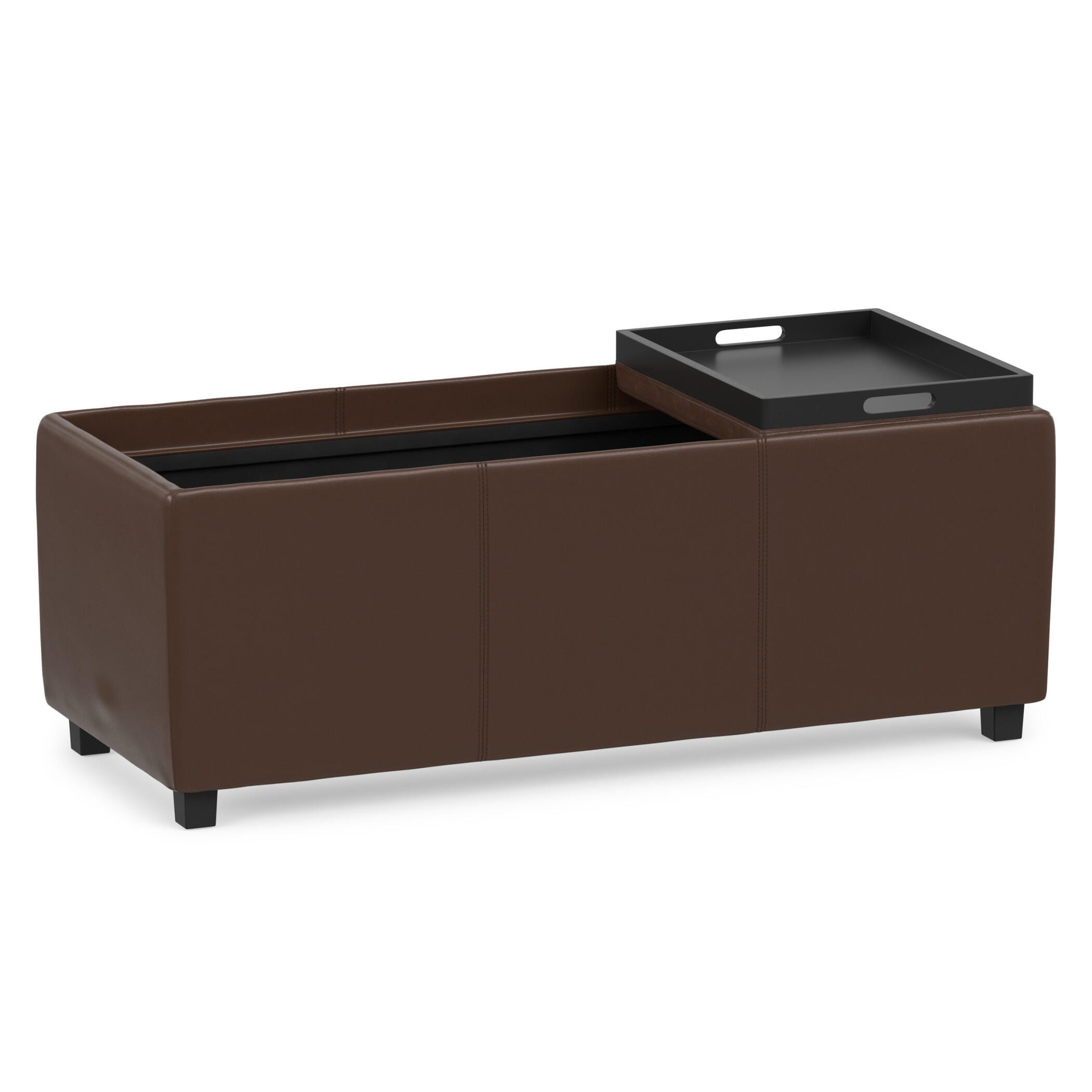 Ottoman Storage Ottoman with Trays, Chocolate, large