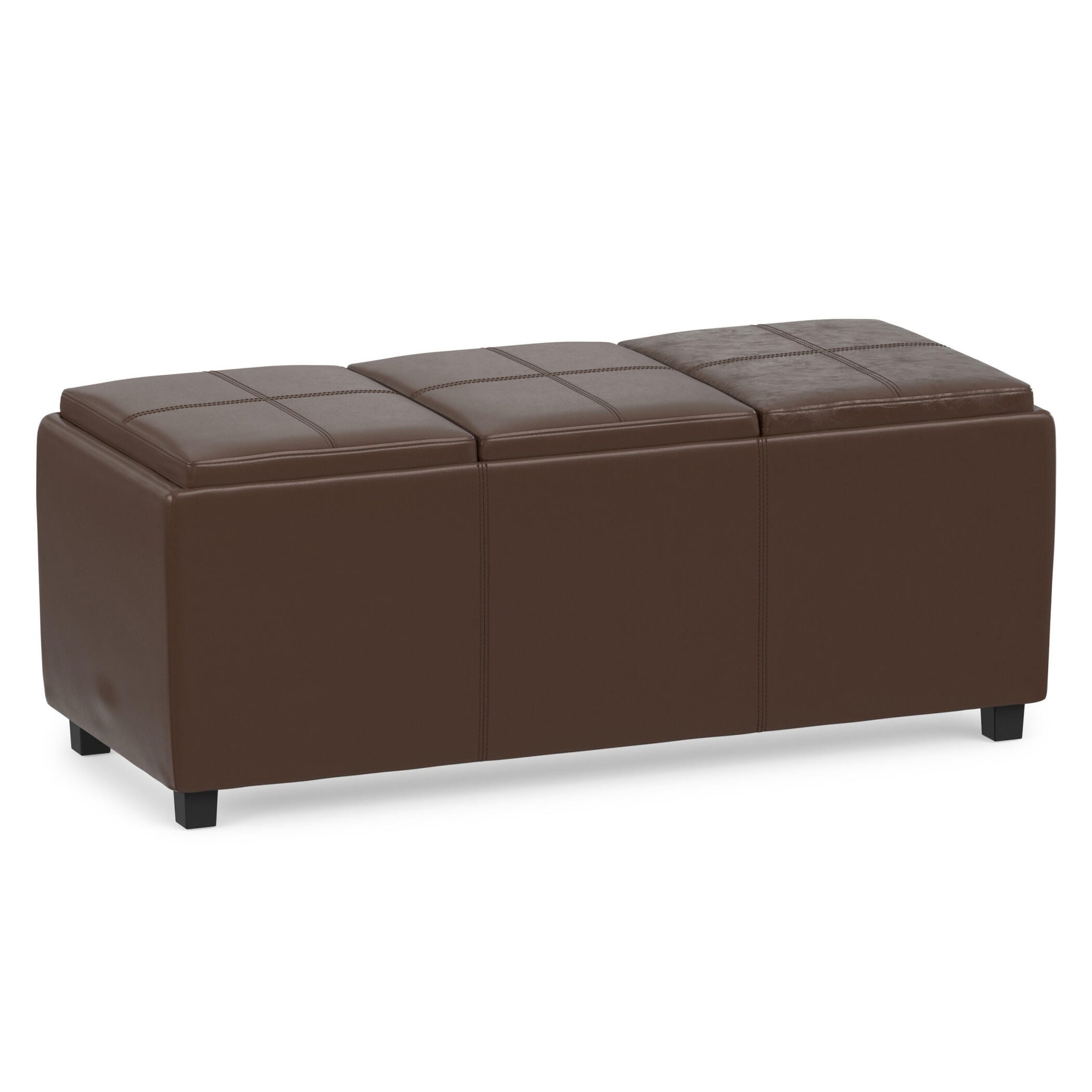 Ottoman Storage Ottoman with Trays, Chocolate, large