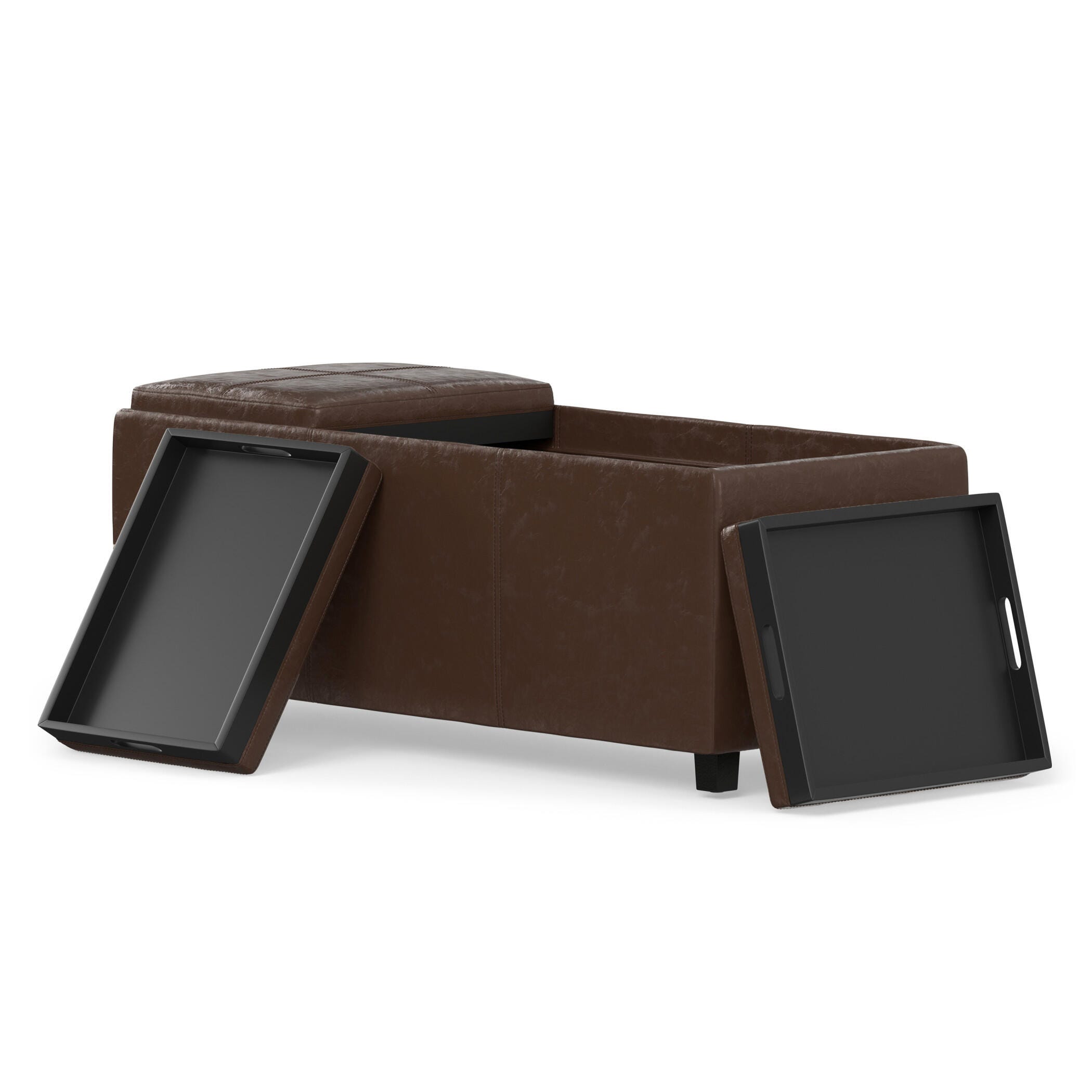 Ottoman Storage Ottoman with Trays, Chocolate, large