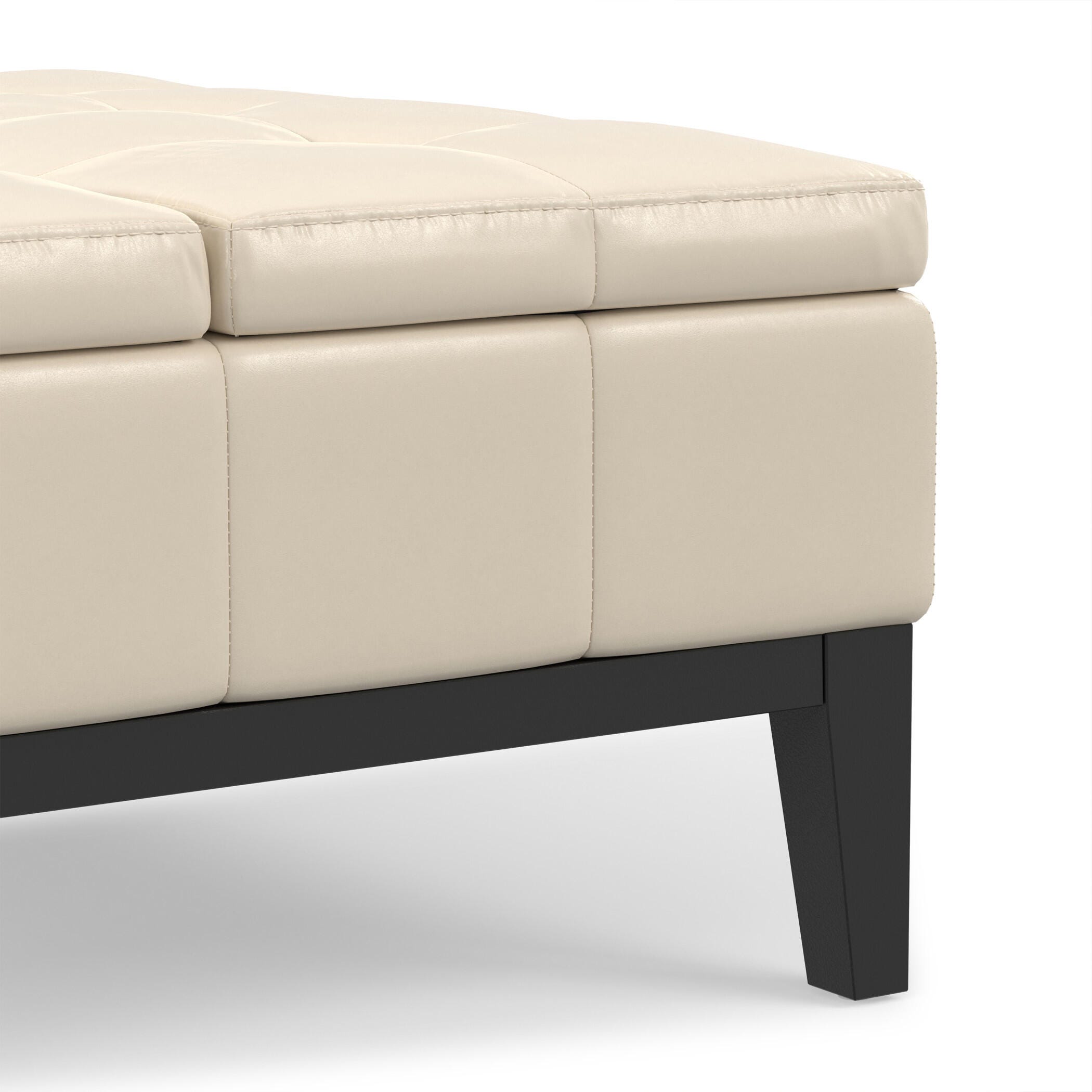 Ottoman Coffee Table Storage Ottoman, Satin Cream, large