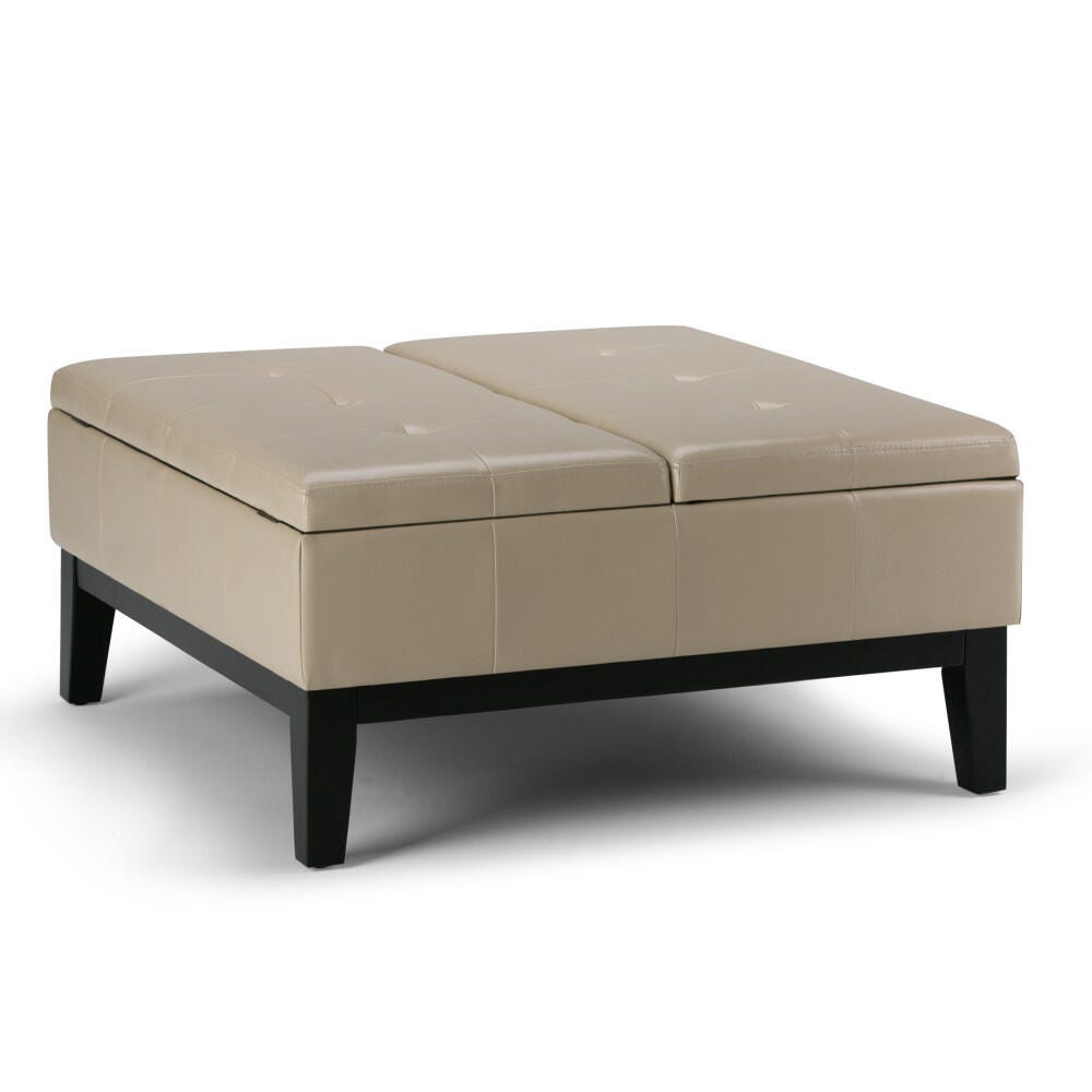 Ottoman Coffee Table Storage Ottoman, Satin Cream, large