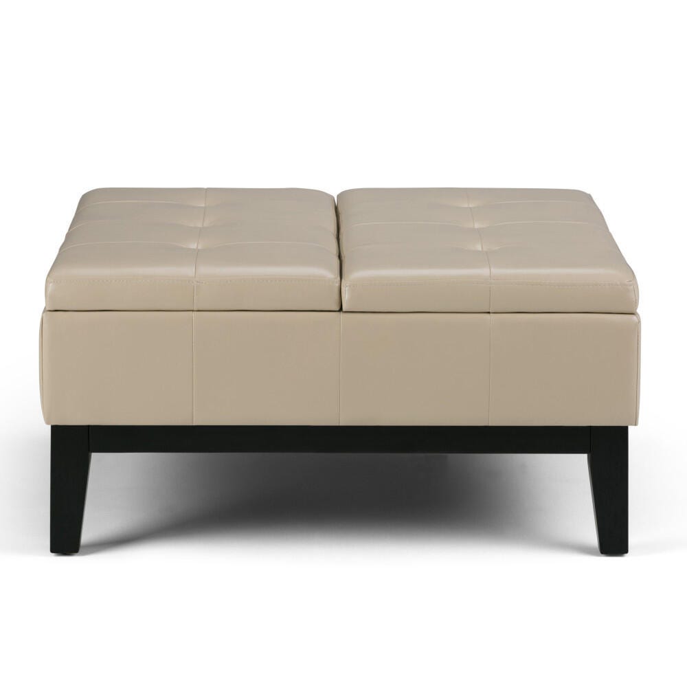 Ottoman Coffee Table Storage Ottoman, Satin Cream, large