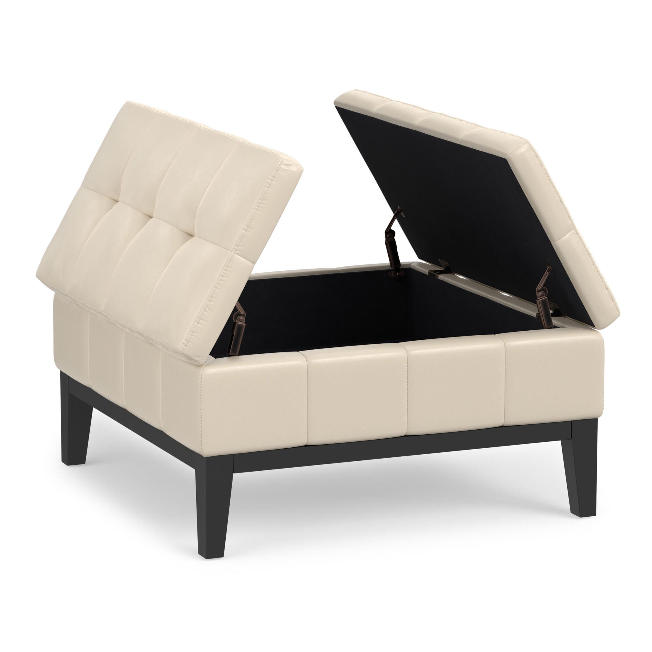 Ottoman Coffee Table Storage Ottoman, Satin Cream, large
