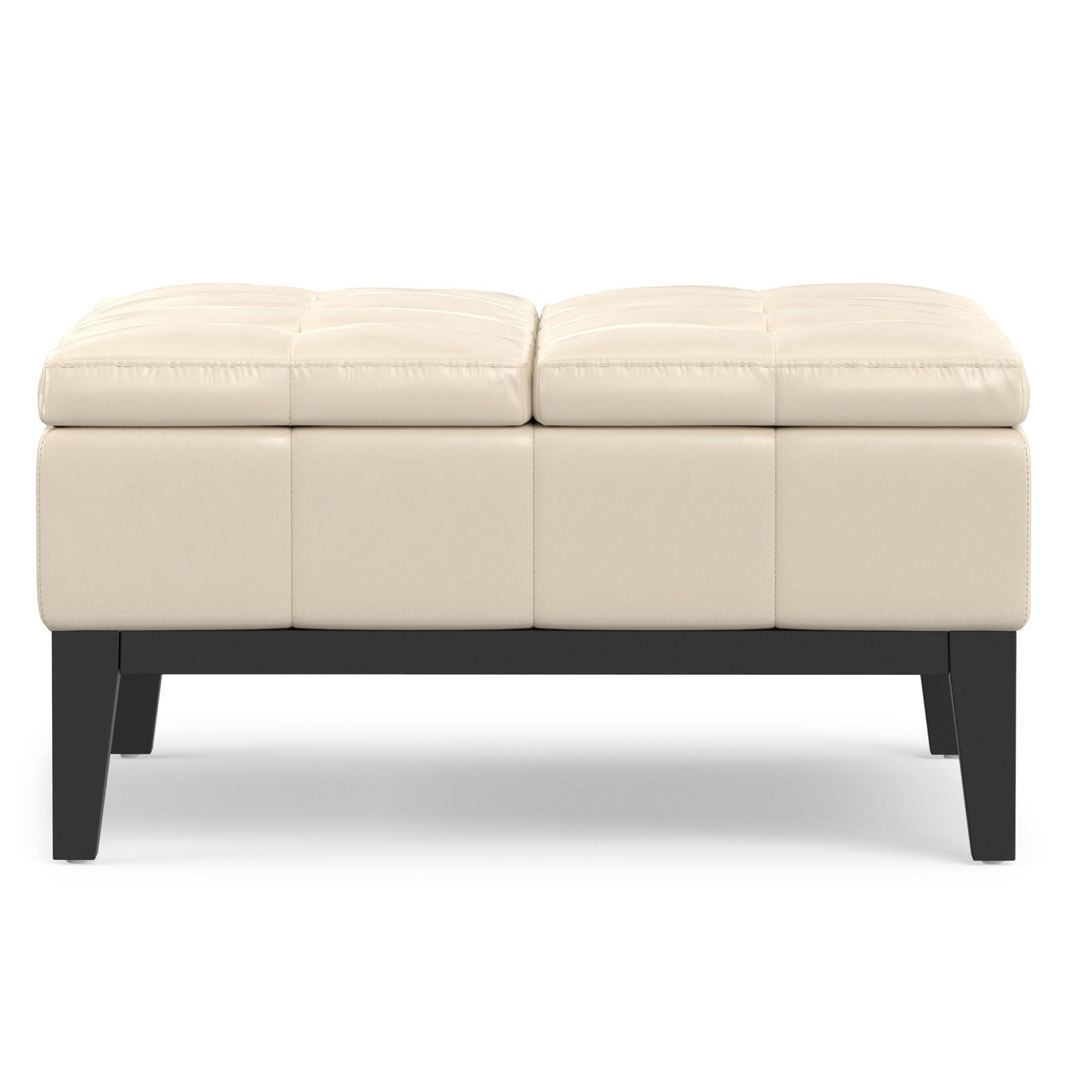 Ottoman Coffee Table Storage Ottoman, Satin Cream, large