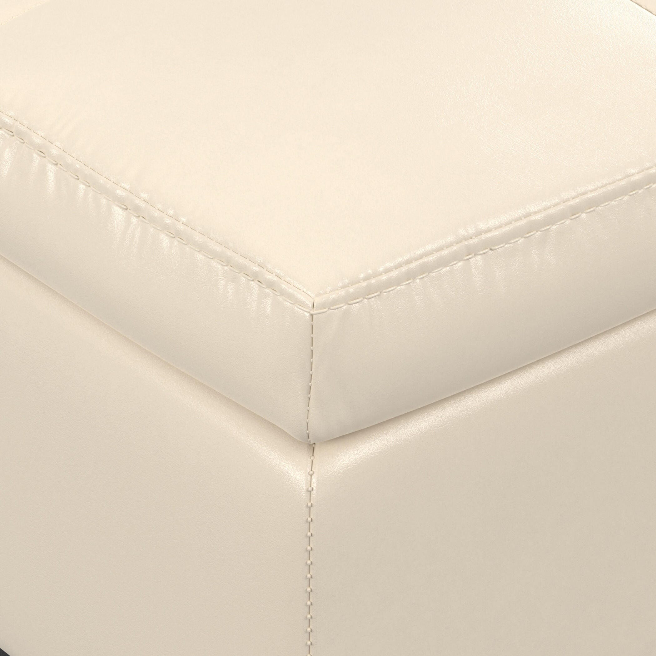 Ottoman Coffee Table Storage Ottoman, Satin Cream, large