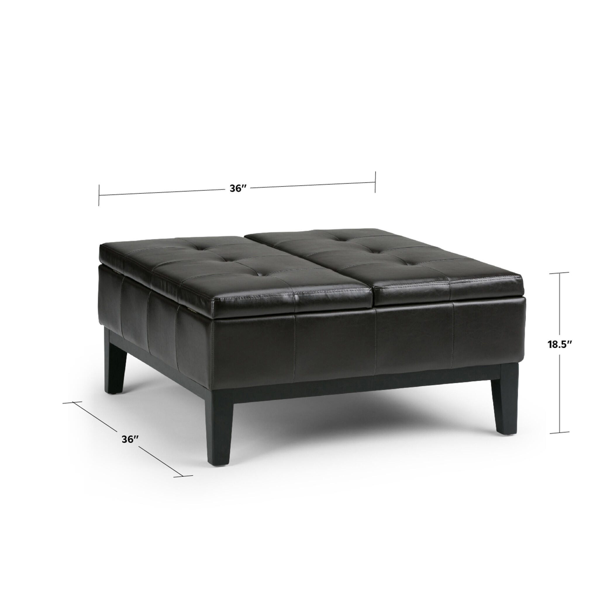 Ottoman Coffee Table Storage Ottoman, Midnight Black, large