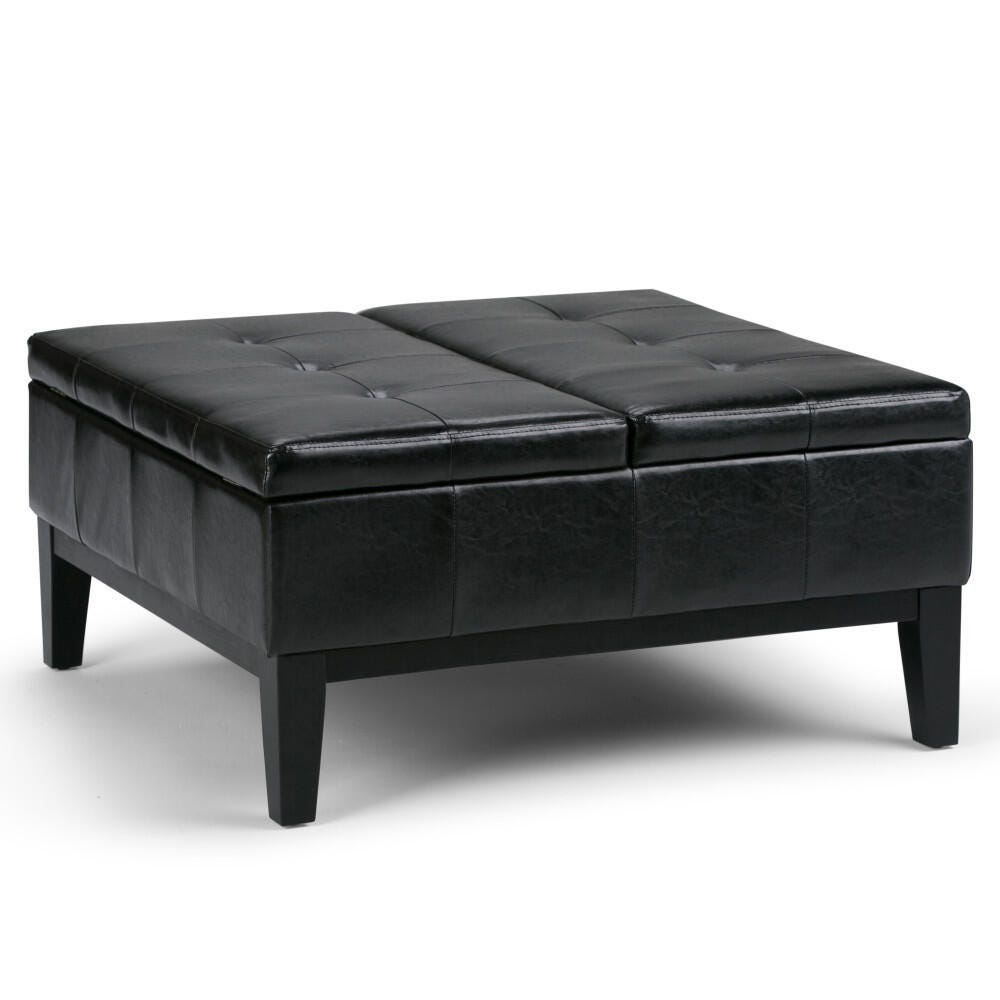 Ottoman Coffee Table Storage Ottoman, Midnight Black, large