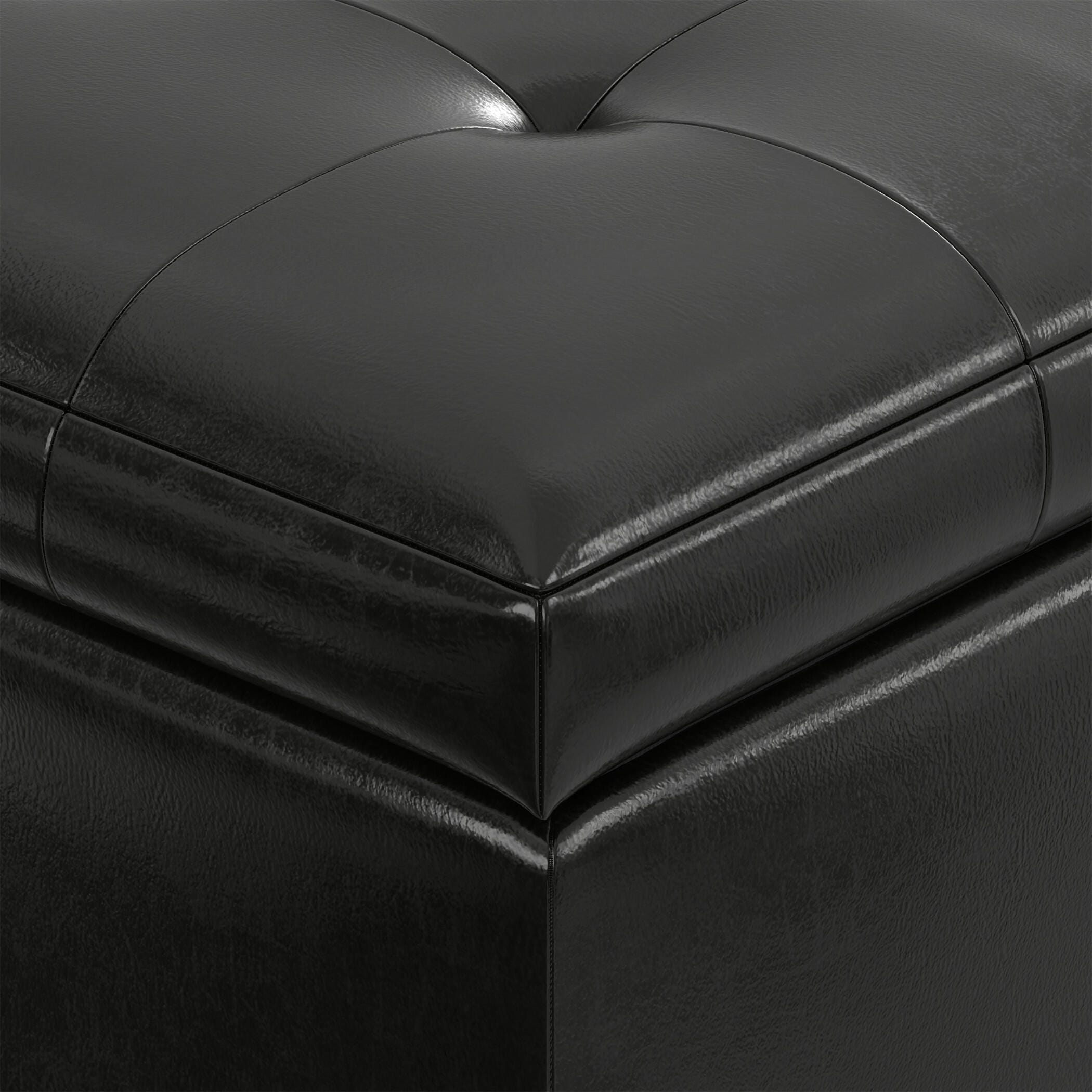 Ottoman Wide Storage Ottoman, Midnight Black, large