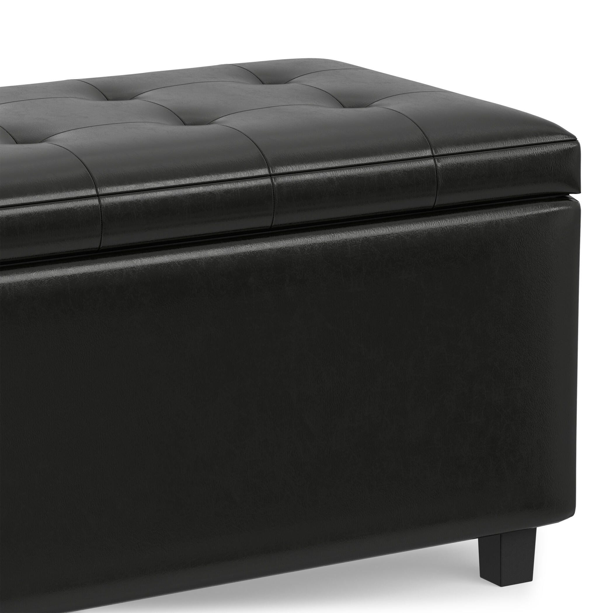 Ottoman Wide Storage Ottoman, Midnight Black, large