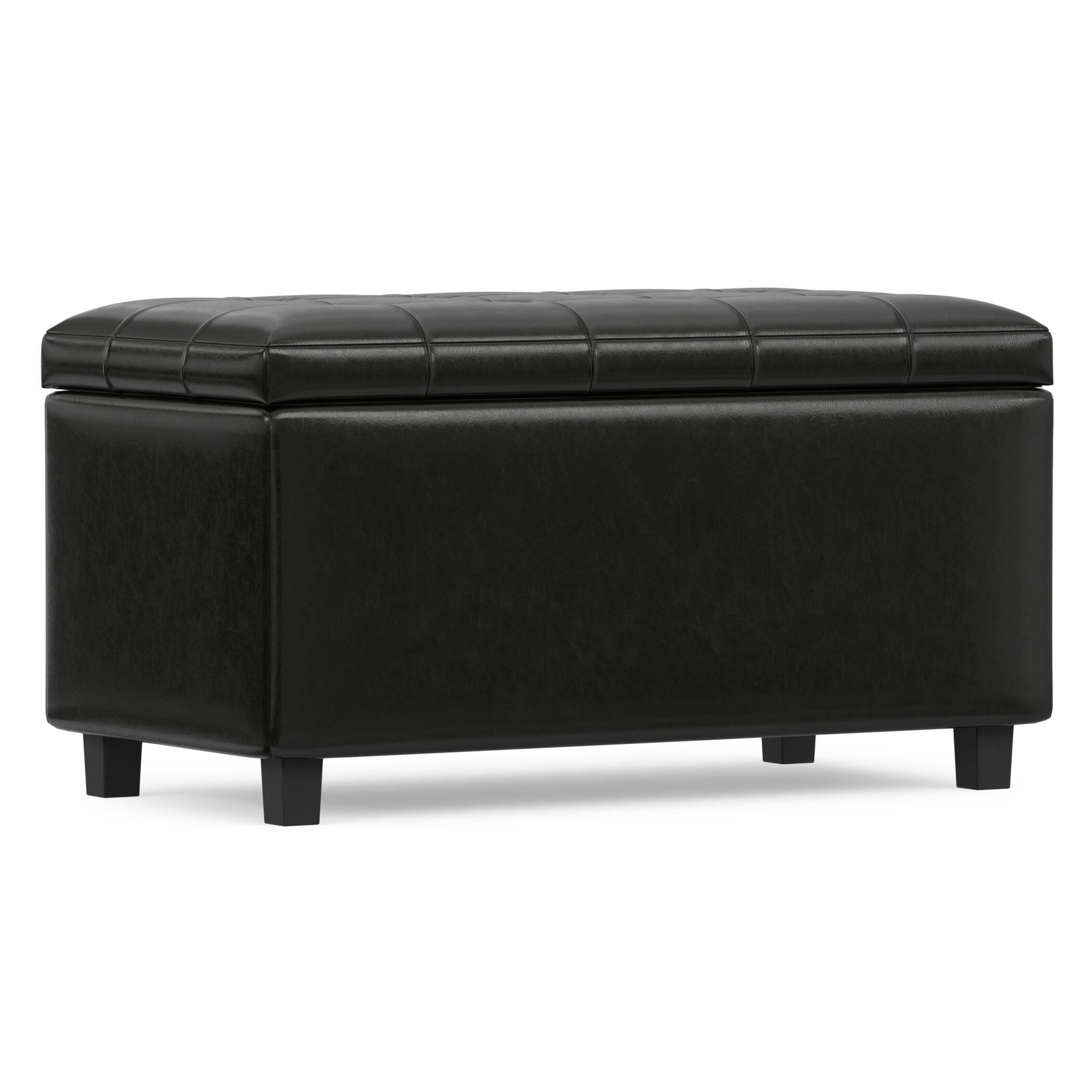 Ottoman Wide Storage Ottoman, Midnight Black, large