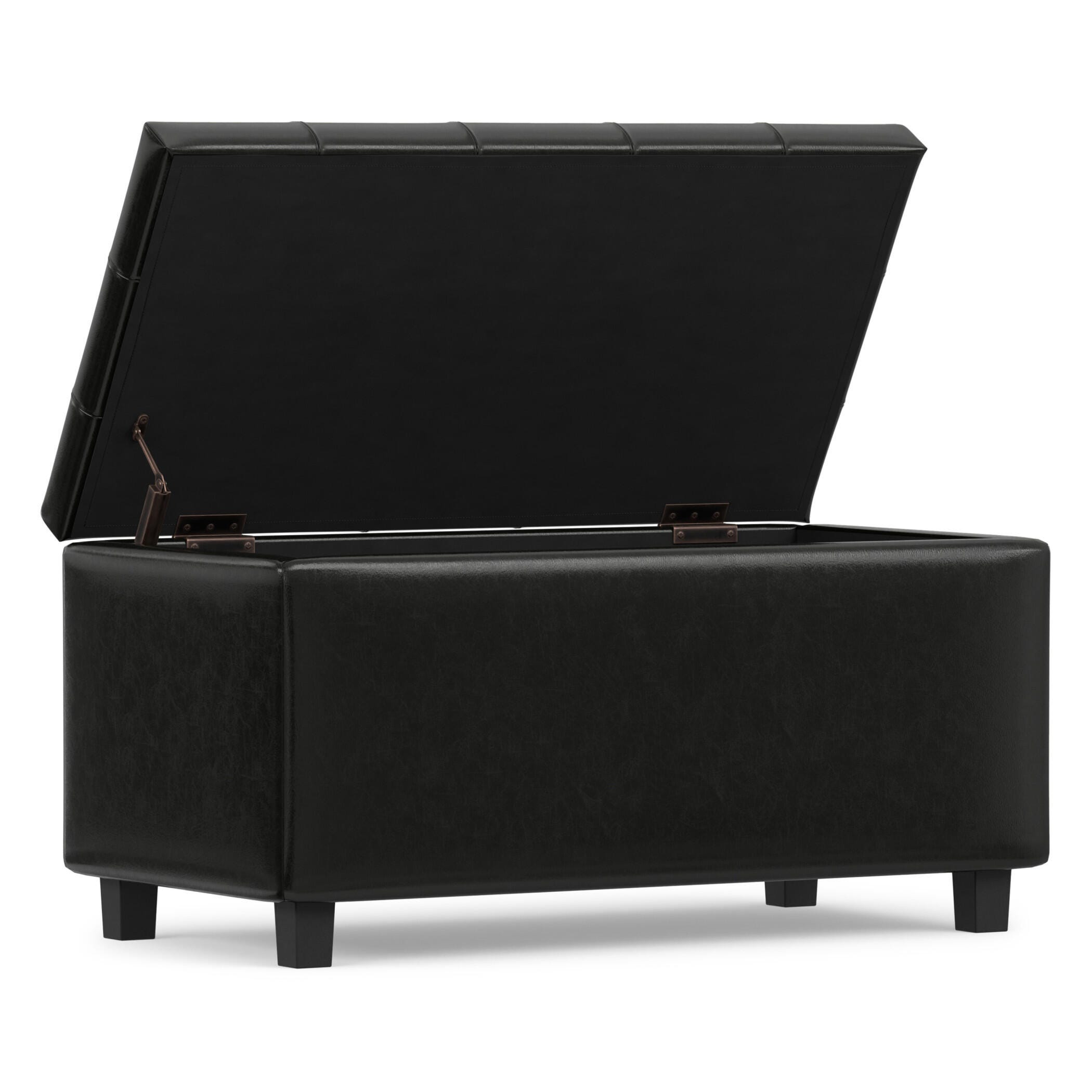 Ottoman Wide Storage Ottoman, Midnight Black, large