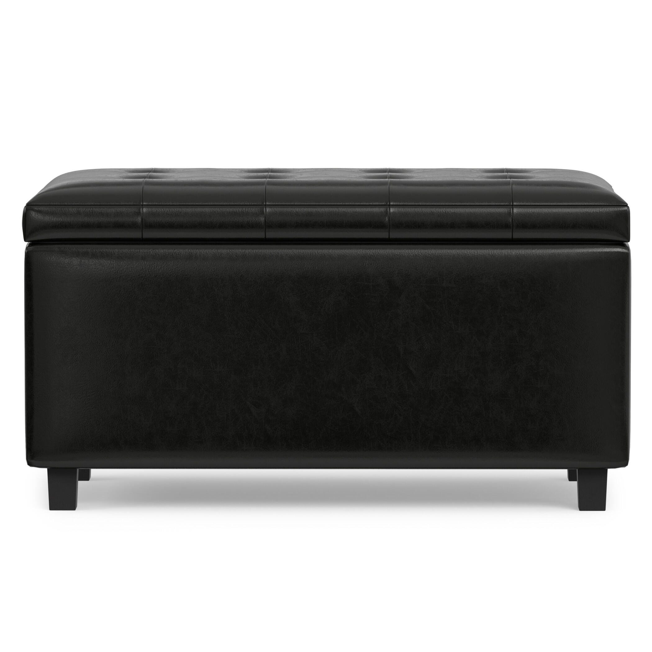 Ottoman Wide Storage Ottoman, Midnight Black, large