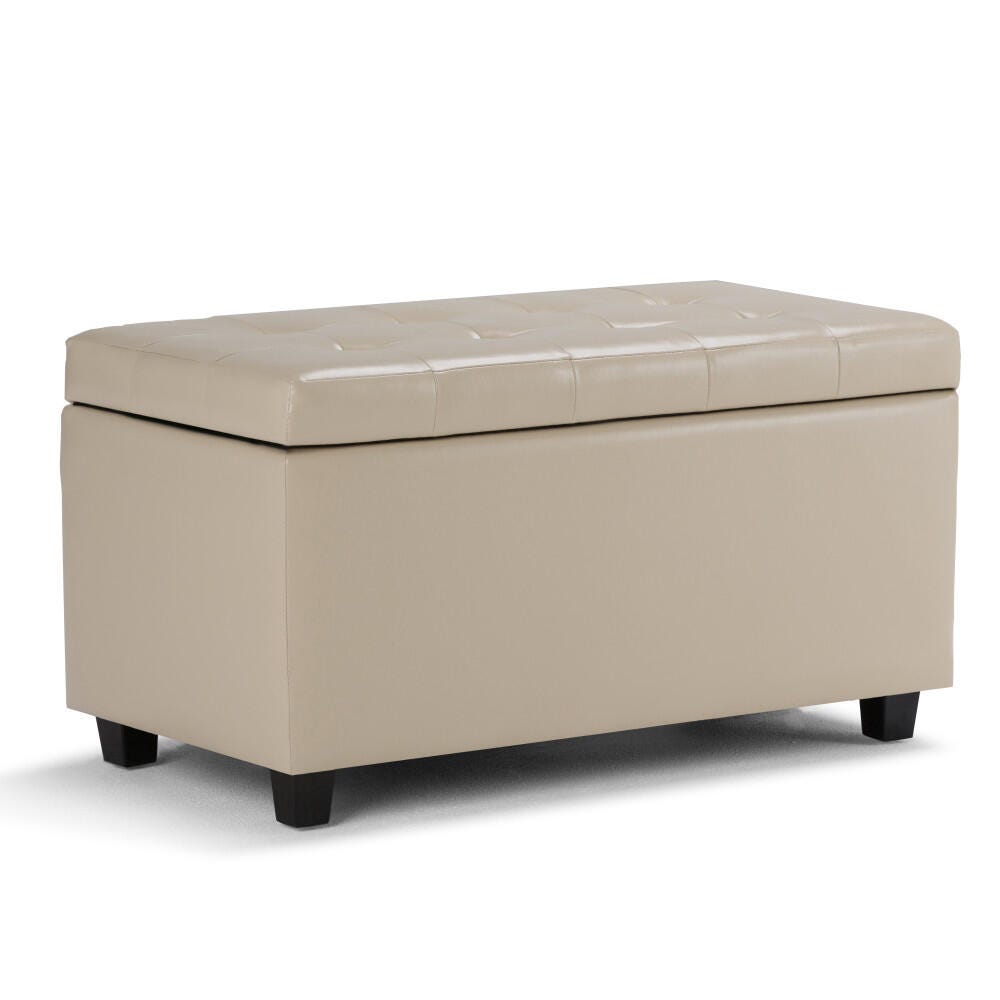 Ottoman Wide Storage Ottoman, Satin Cream, large
