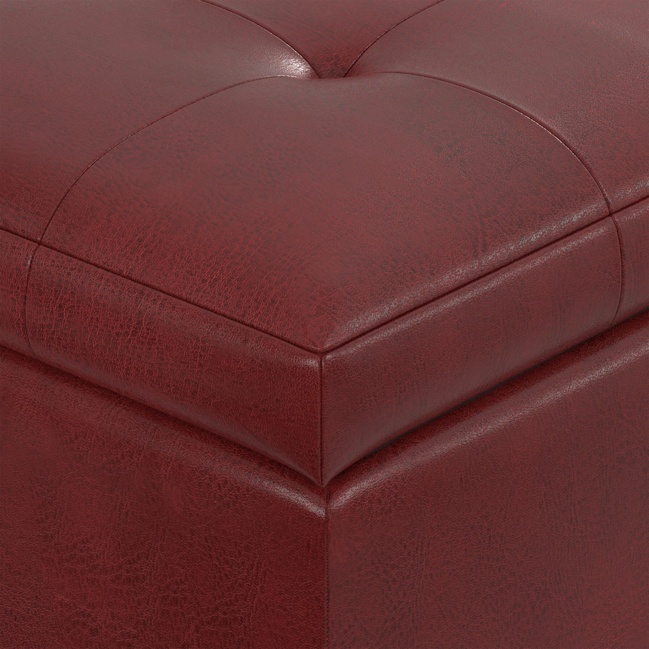Ottoman Wide Storage Ottoman, Red, large